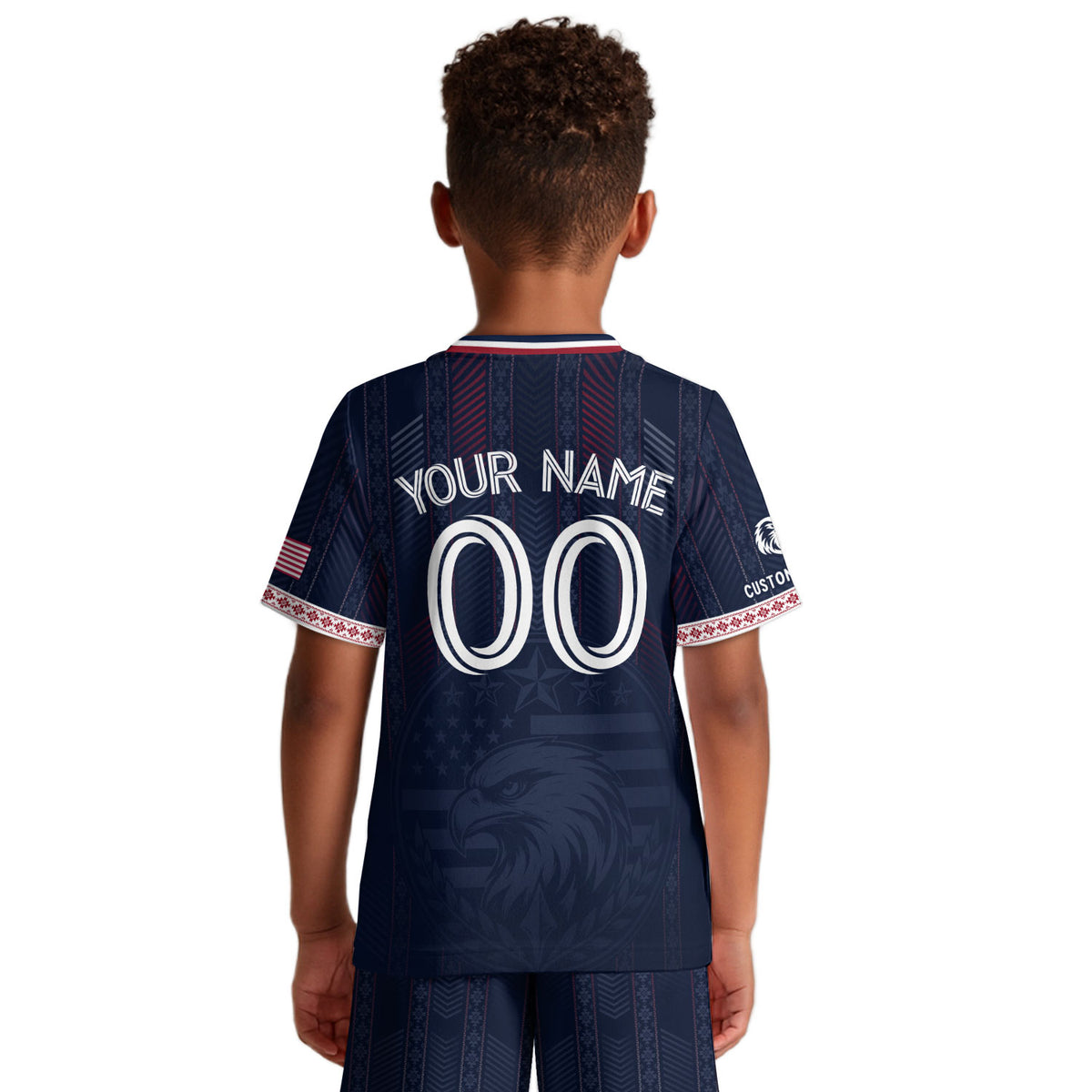 Personalized Youth Soccer Jersey Style Custom Name Number USA Kids Activewear Top - Rust Field Wear