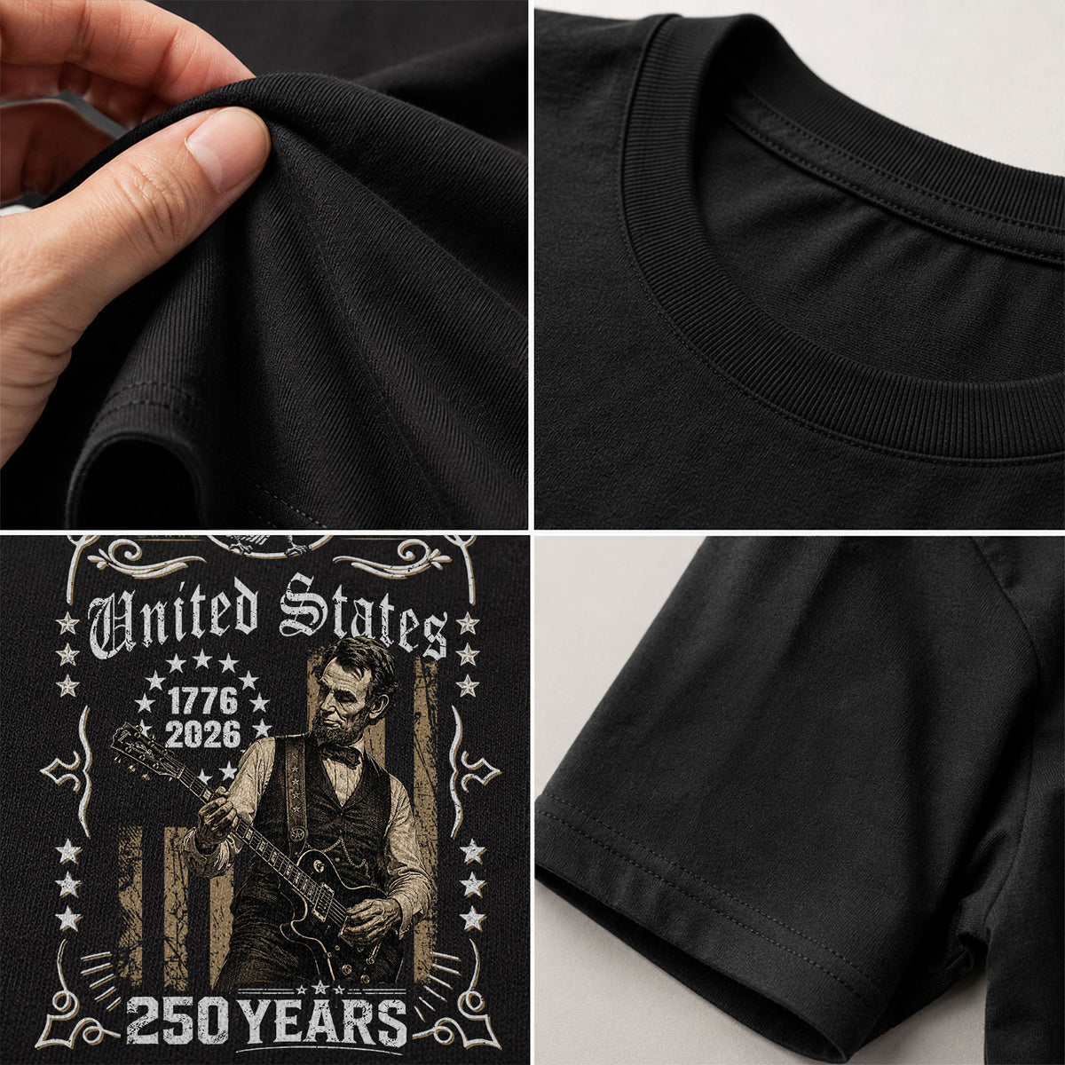 America 250 Years Kids Shirt 1776–2026 Lincoln Music Patriotic Youth Tee - Rust Field Wear