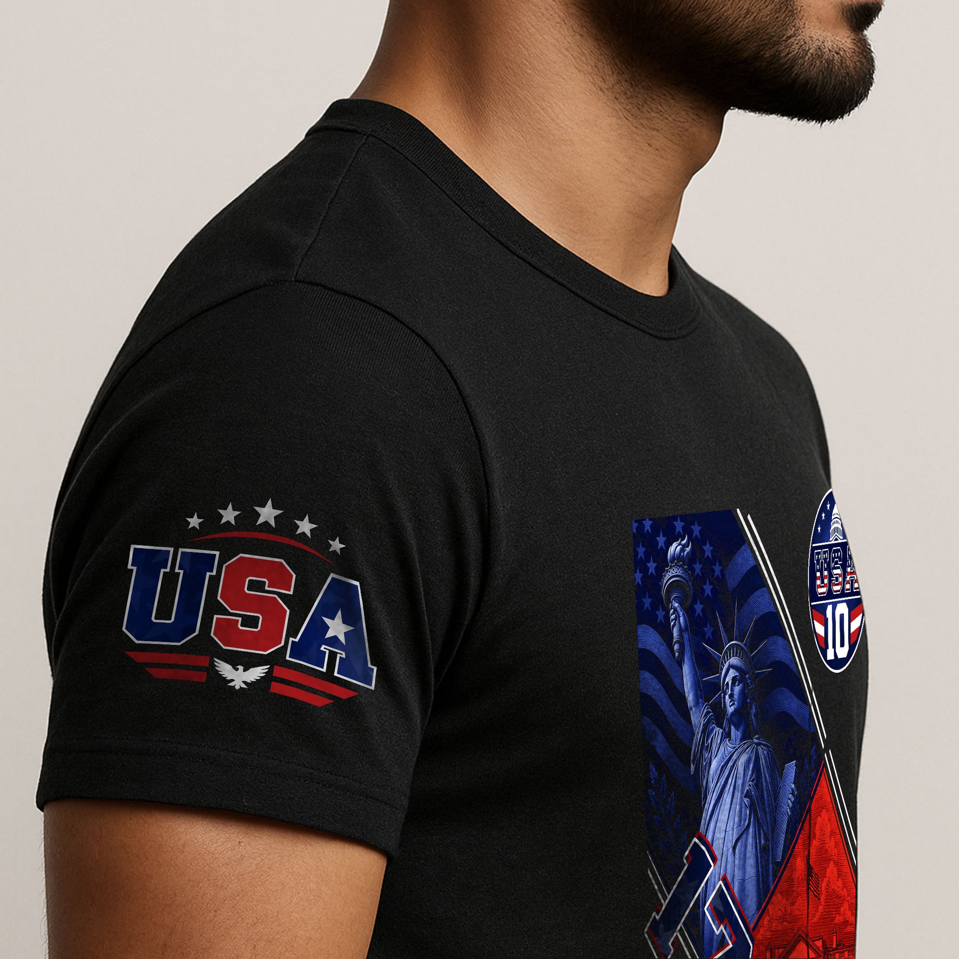 USA 1776 Sport Graphic Tee Patriotic Number 10 Statue Of Liberty Heritage Style Shirt - Rust Field Wear