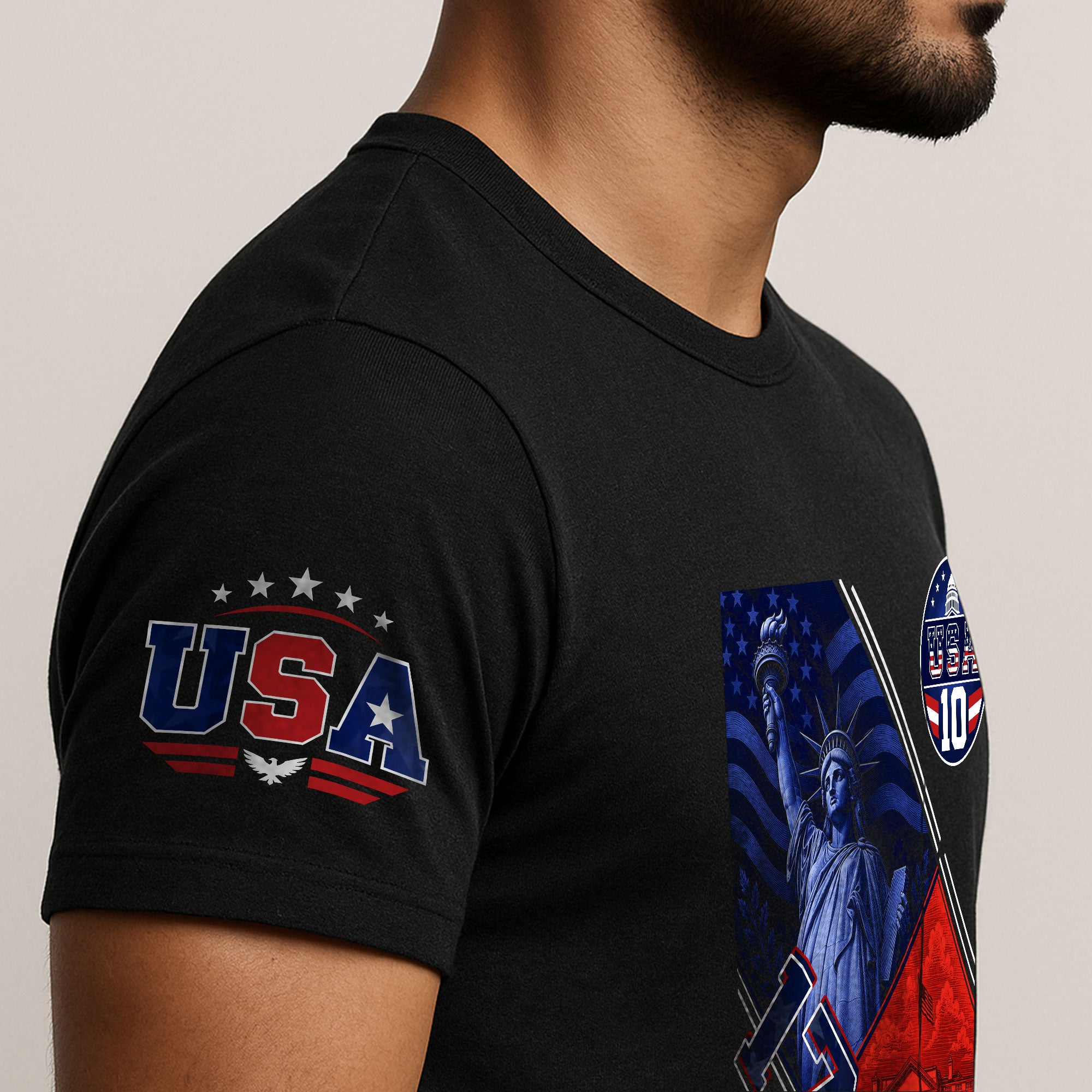 USA 1776 Sport Graphic Tee Patriotic Number 10 Statue Of Liberty Heritage Style Shirt - Rust Field Wear