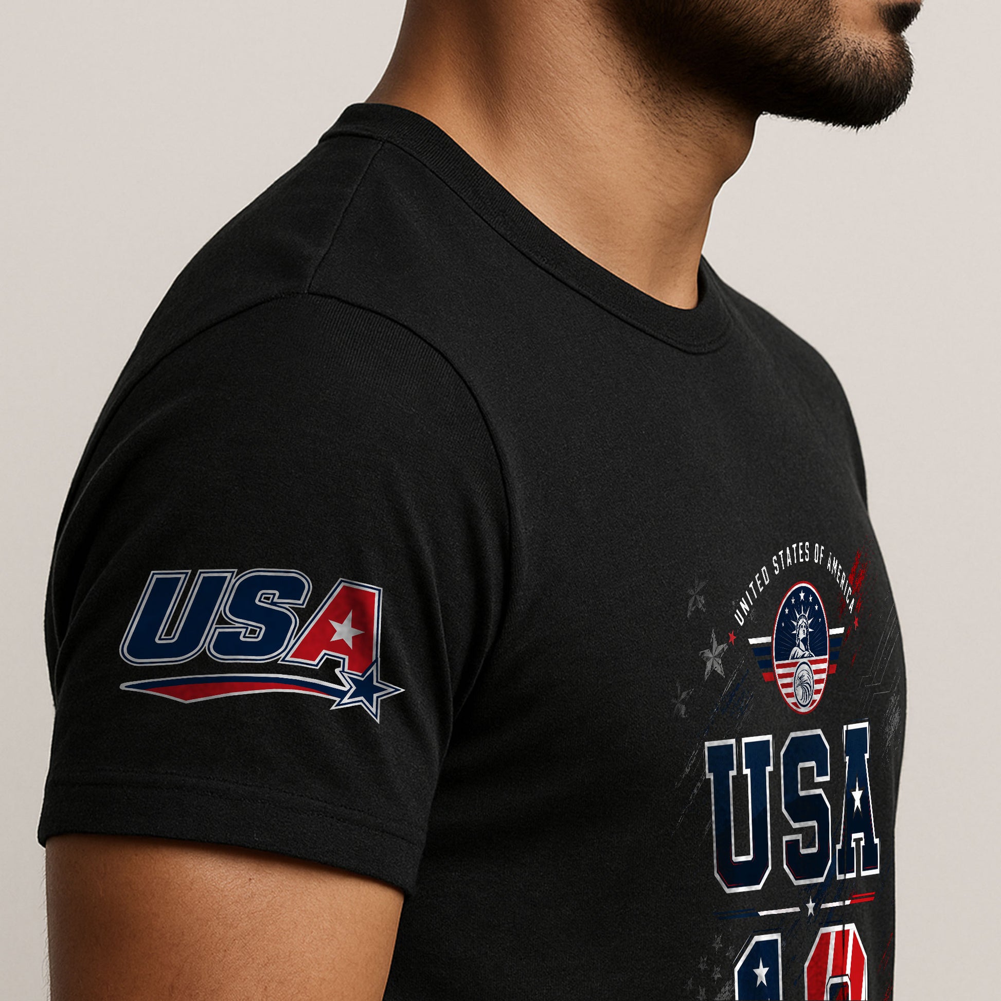 USA 1776 Sport Shirt Patriotic Number 10 Design American Heritage Graphic Tee Top - Rust Field Wear
