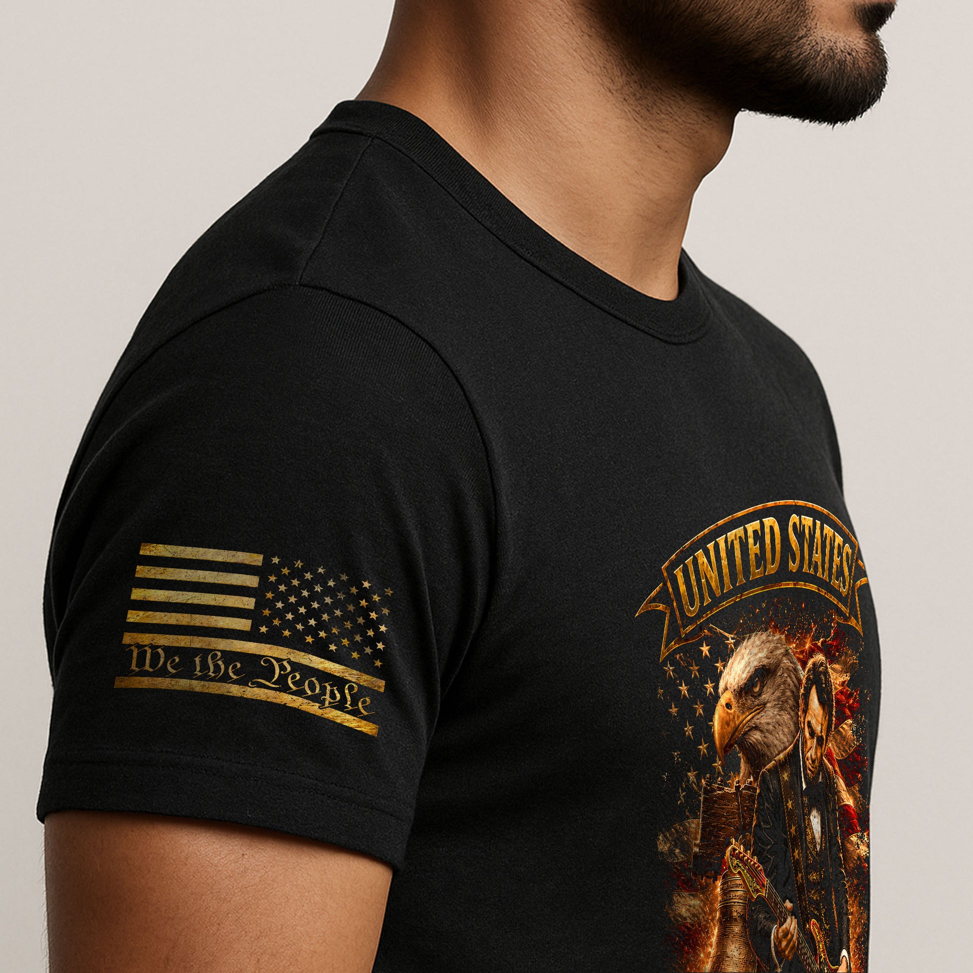 Abraham Lincoln T-Shirt Playing Guitar 1776 2026 Patriotic Eagle Liberty Bell Tee - Rust Field Wear