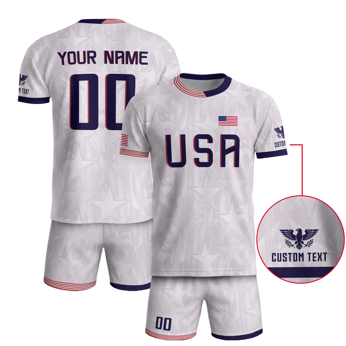 Personalized USA Soccer Jersey White Custom Name Number Patriotic Outdoor Sportswear - Rust Field Wear