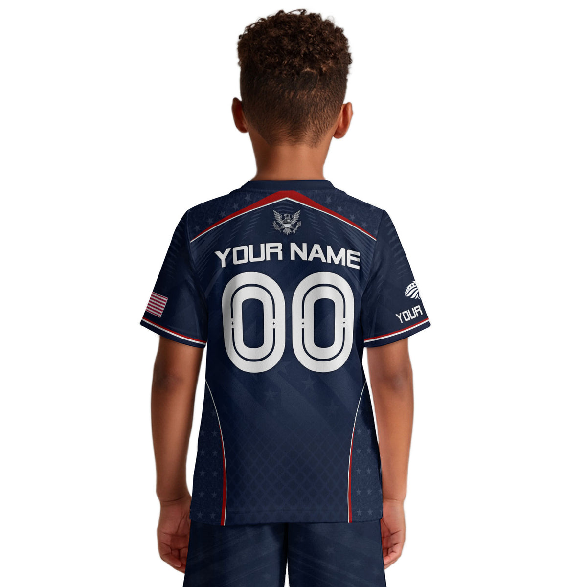 Custom Dark Navy USA Soccer Uniform Personalized Name Number For Kid - Rust Field Wear