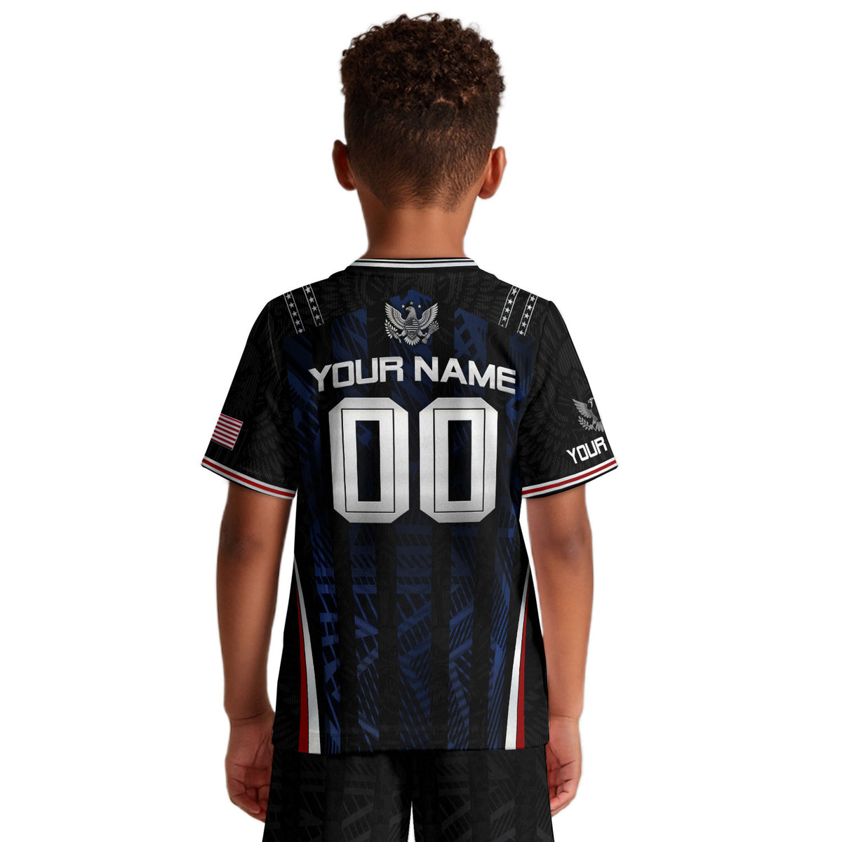 Custom Black and Blue USA Soccer Jersey Set Kid Personalized Name Number - Rust Field Wear