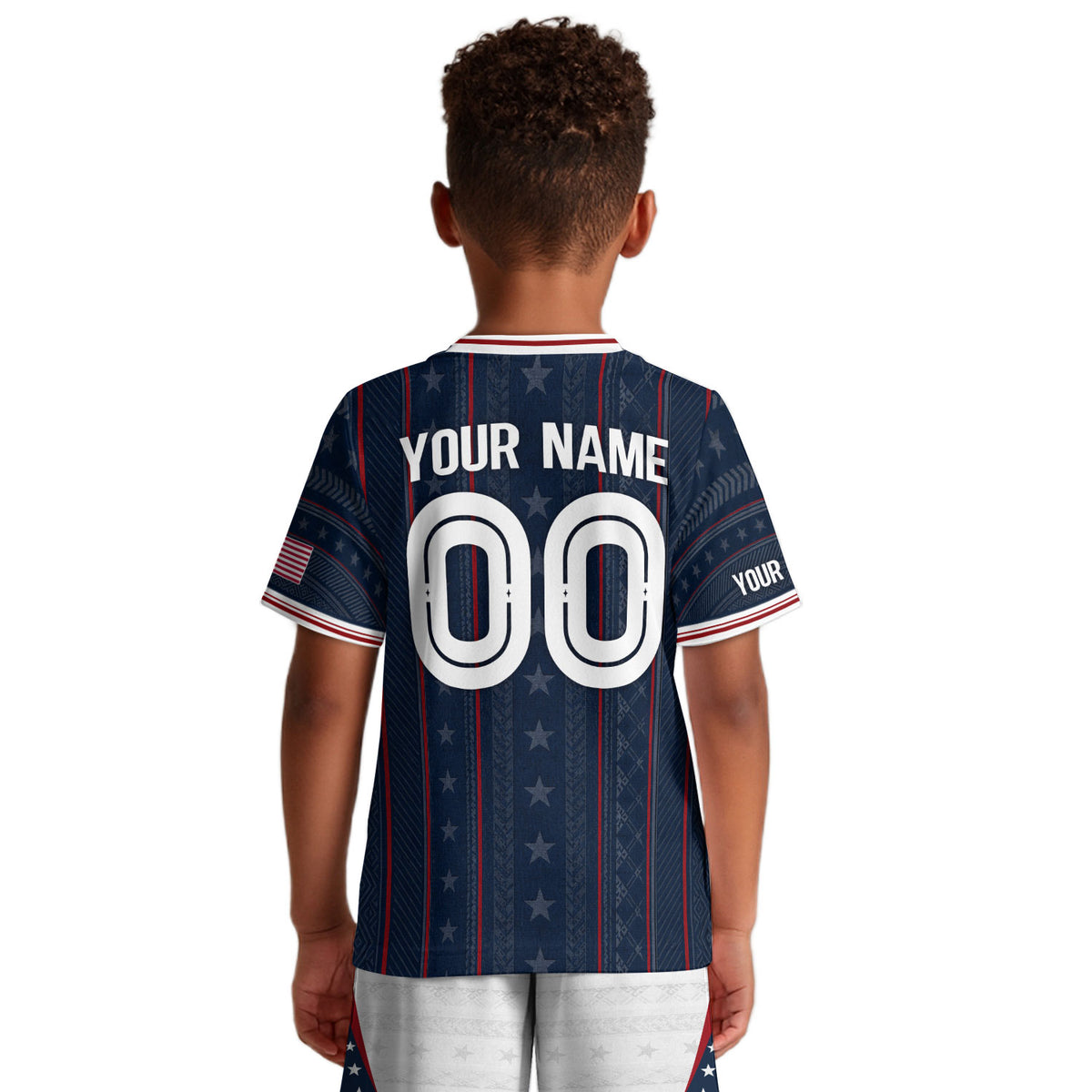 Custom Navy Blue and White USA Soccer Jersey Set Kid Personalized Name Number - Rust Field Wear