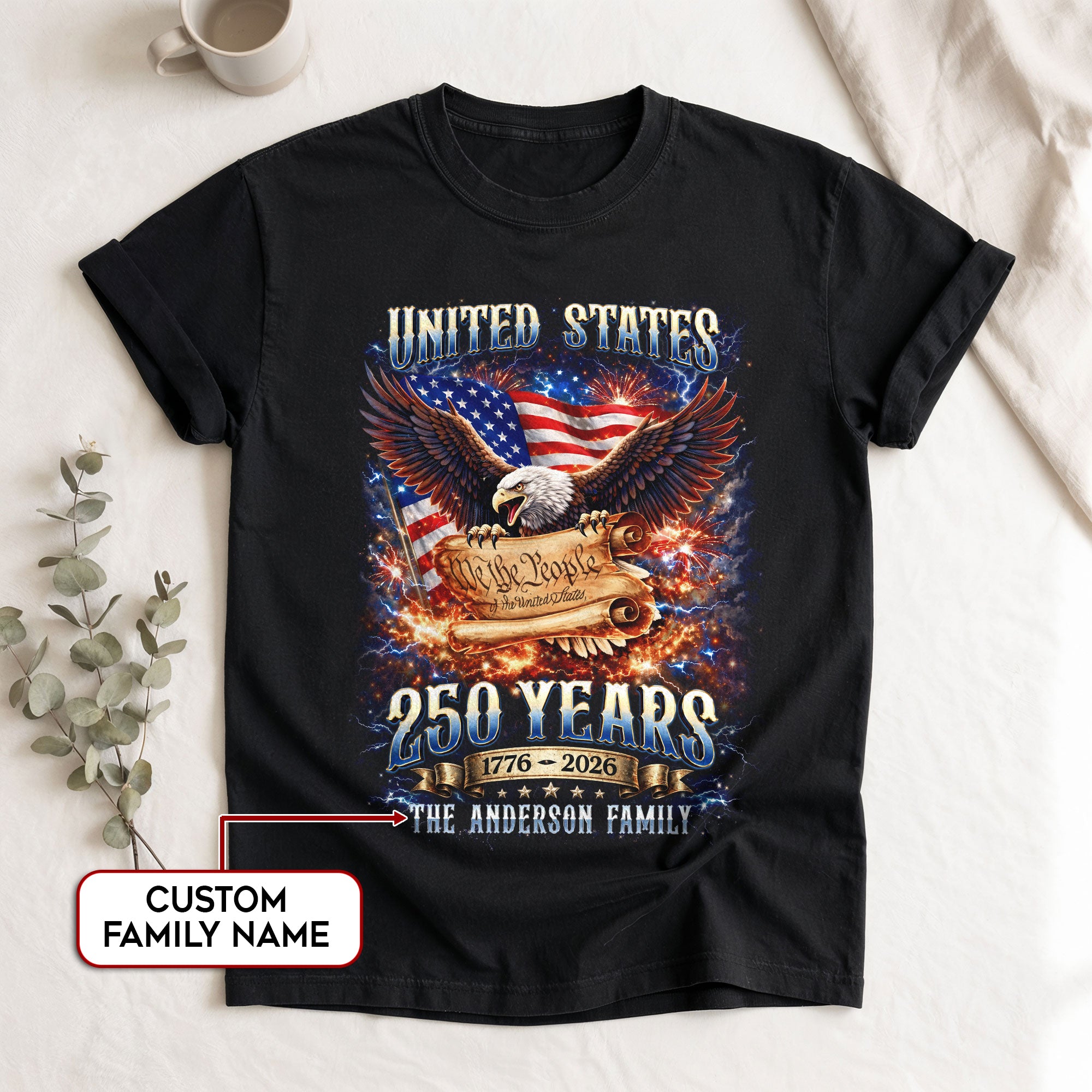 United States 250th Anniversary Shirts Personalized Custom Family Name Group Apparel - Rust Field Wear