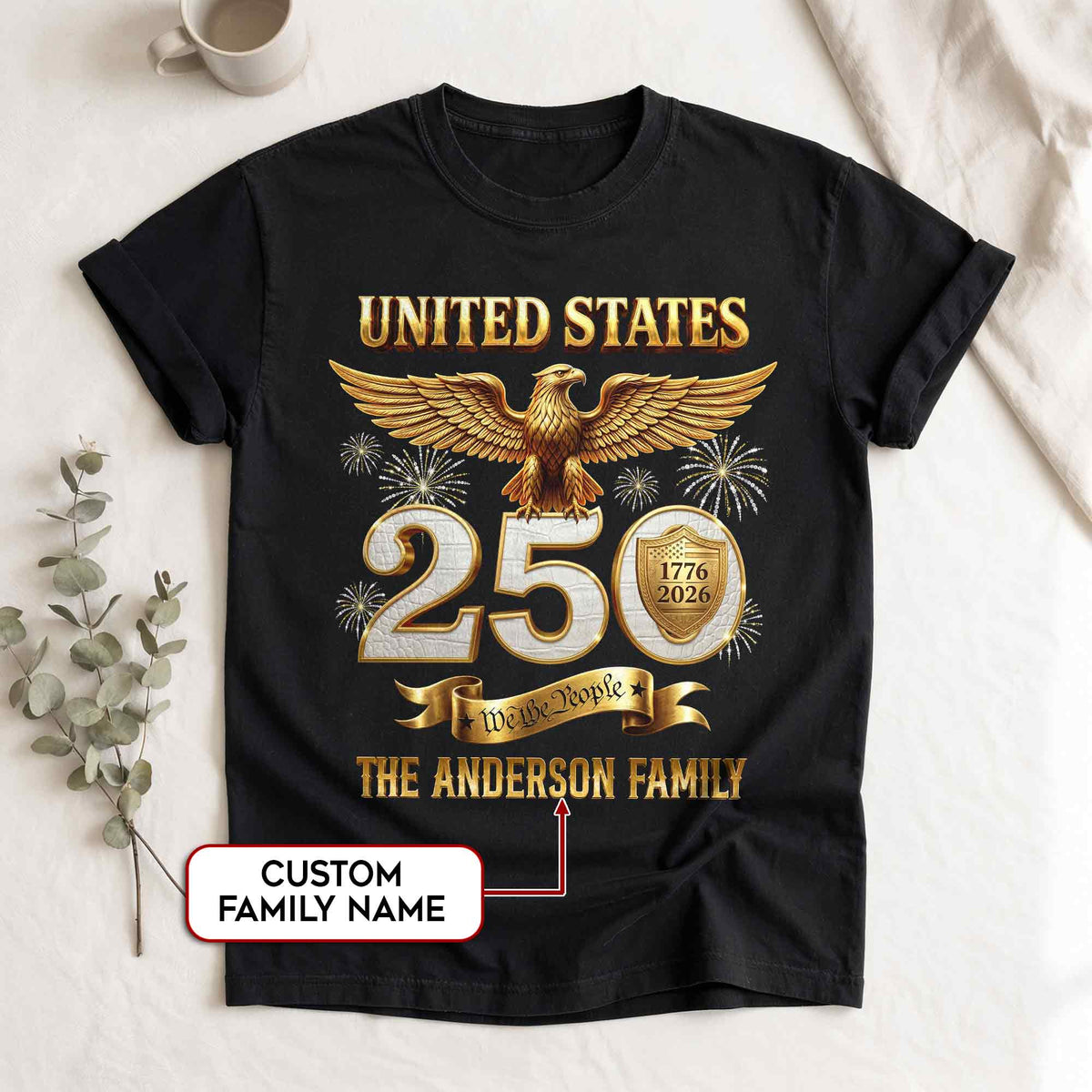 Majestic Eagle Fireworks Holiday Graphic Tee Customized Custom Family Name United States Shirts - Rust Field Wear