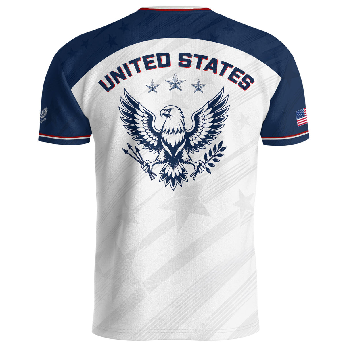 USA Soccer Jersey Adult White Navy Patriotic Diagonal Stripe Shirt United States Tee - Rust Field Wear
