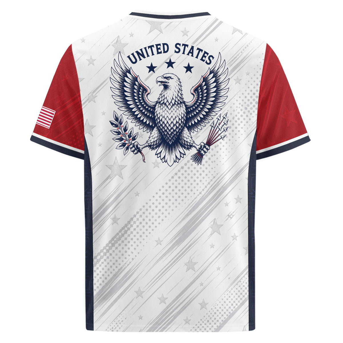 Adult USA Soccer Jersey White Navy Patriotic Diagonal Sash Polka Dot United States Tee - Rust Field Wear