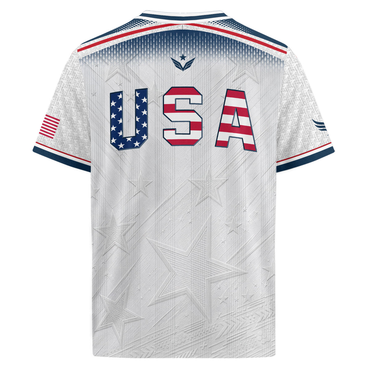 Adult USA Soccer Jersey Patriotic White Flag Pattern Lettering United States Fan Shirt - Rust Field Wear
