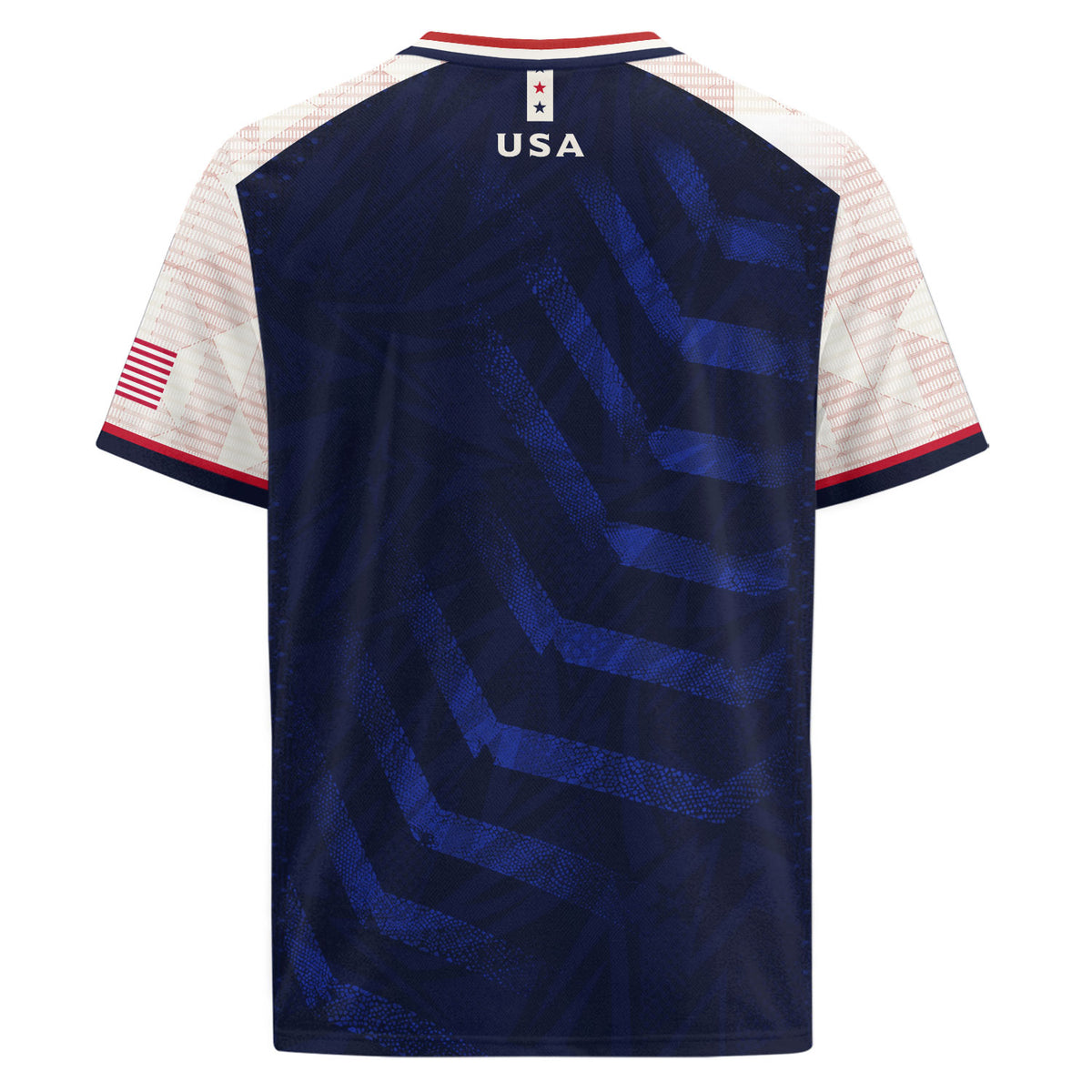 Adult USA Soccer Jersey Navy Blue Patriotic Big Chevron Graphic United States Fan Shirt - Rust Field Wear