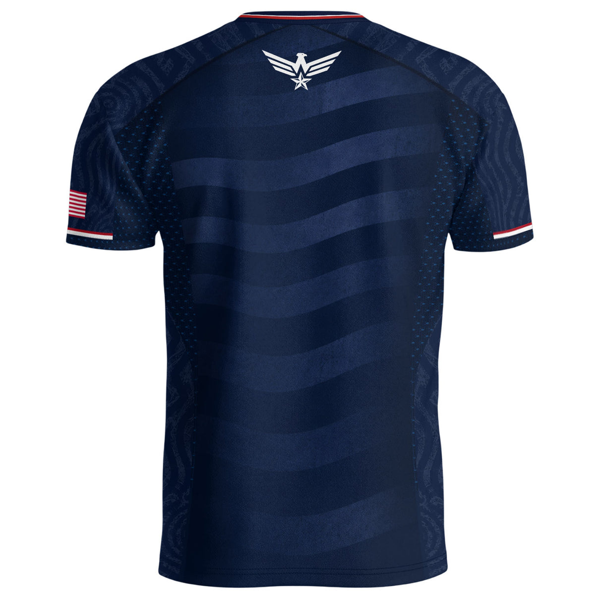 Adult USA Soccer Jersey Navy Patriotic Statue of Liberty Artistic Graphic Football Tee upsale - Rust Field Wear