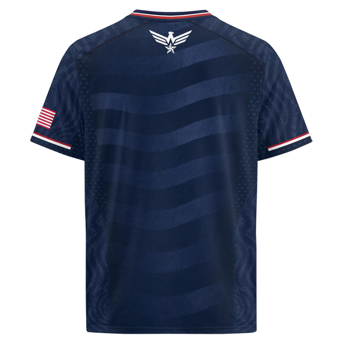 Adult USA Soccer Jersey Navy Patriotic Statue of Liberty Artistic Graphic Football Tee - Rust Field Wear