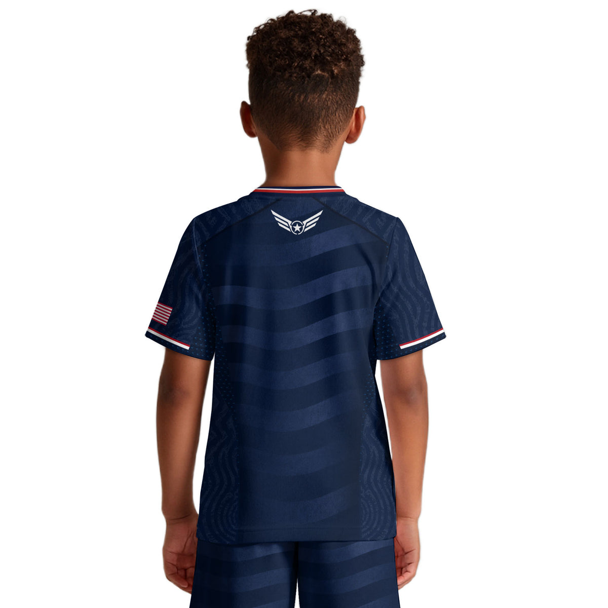 Kids USA Soccer Jersey Youth Patriotic Navy Statue of Liberty Graphic United States Tee - Rust Field Wear