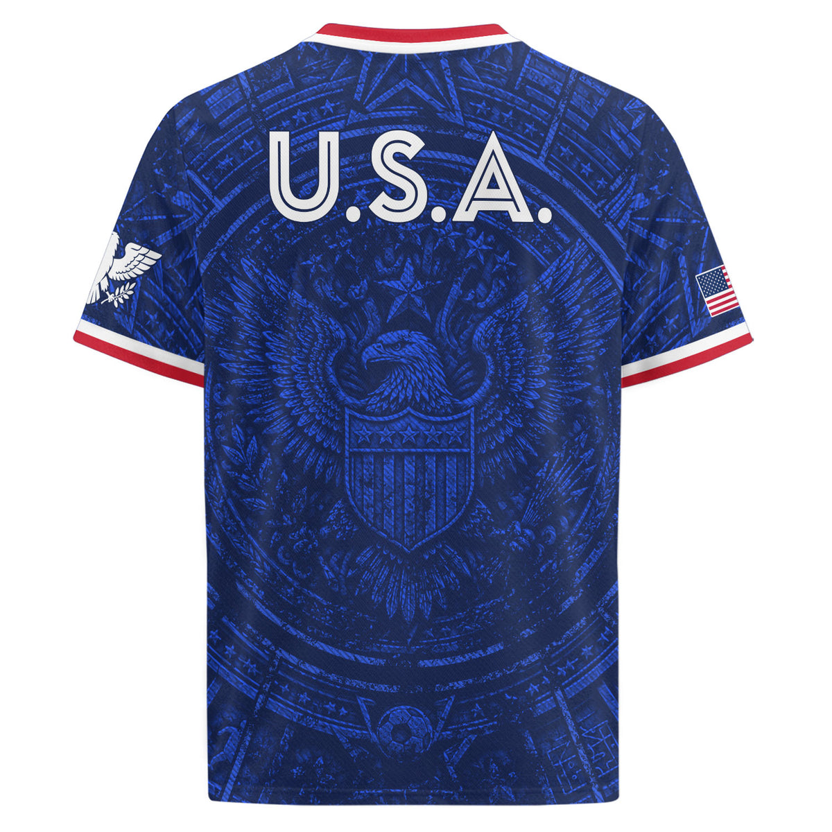 USA Soccer Jersey Men Royal Blue Eagle Graphic Patriotic Football T-Shirt