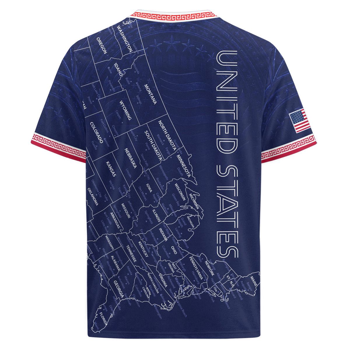 USA Soccer Jersey Men Navy Blue Eagle Map Graphic Patriotic Football T-Shirt