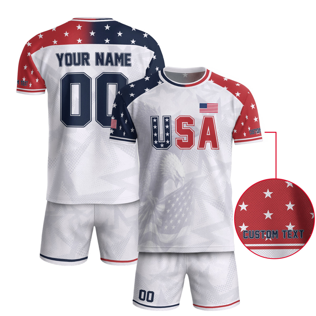 Custom USA Soccer Jersey White American Football Shirt Sports Fan Gear Name Men - Rust Field Wear