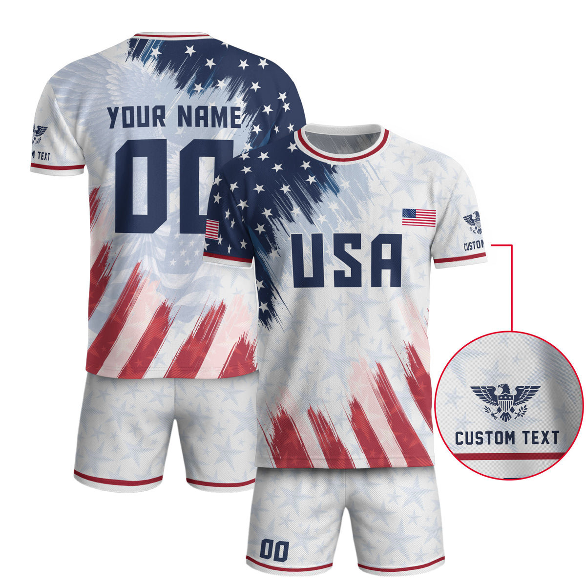 USA Soccer Jersey White Custom American Football Shirt Graphic Patriotic Tee Men - Rust Field Wear