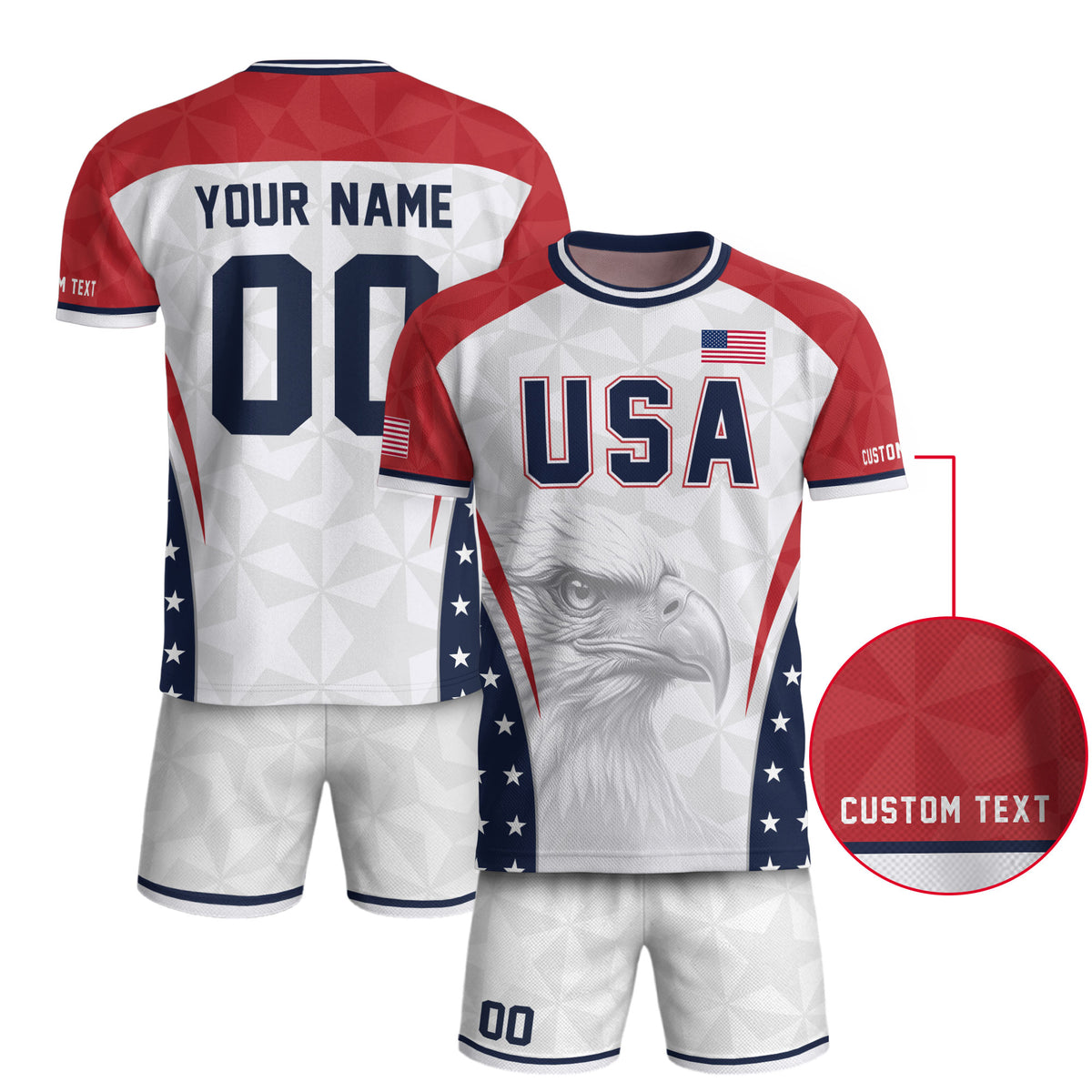 USA Soccer Jersey White Personalized American Football Shirt Eagle Pattern Team Men - Rust Field Wear