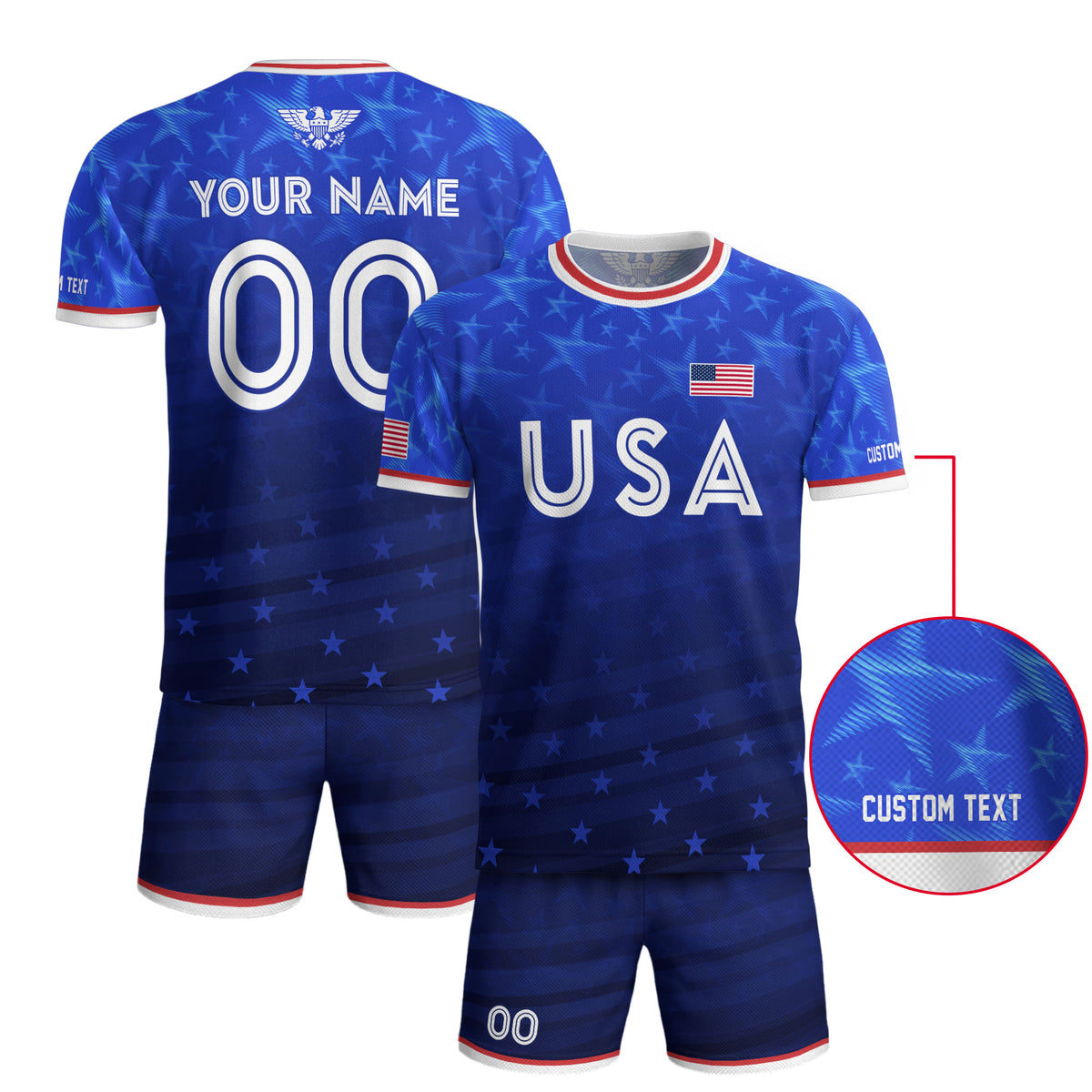 USA Soccer Jersey Blue Personalized American Football Shirt All Over Stars Print Men - Rust Field Wear