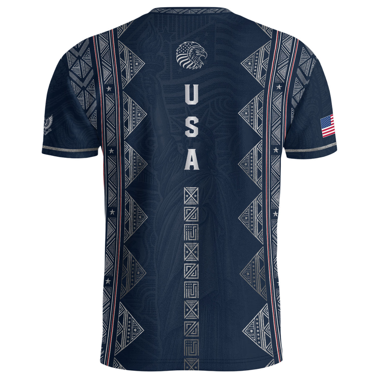 Adult Soccer Jersey Blue Patriotic Design - Iconic Statue of Liberty Sport Graphic Tee - Rust Field Wear