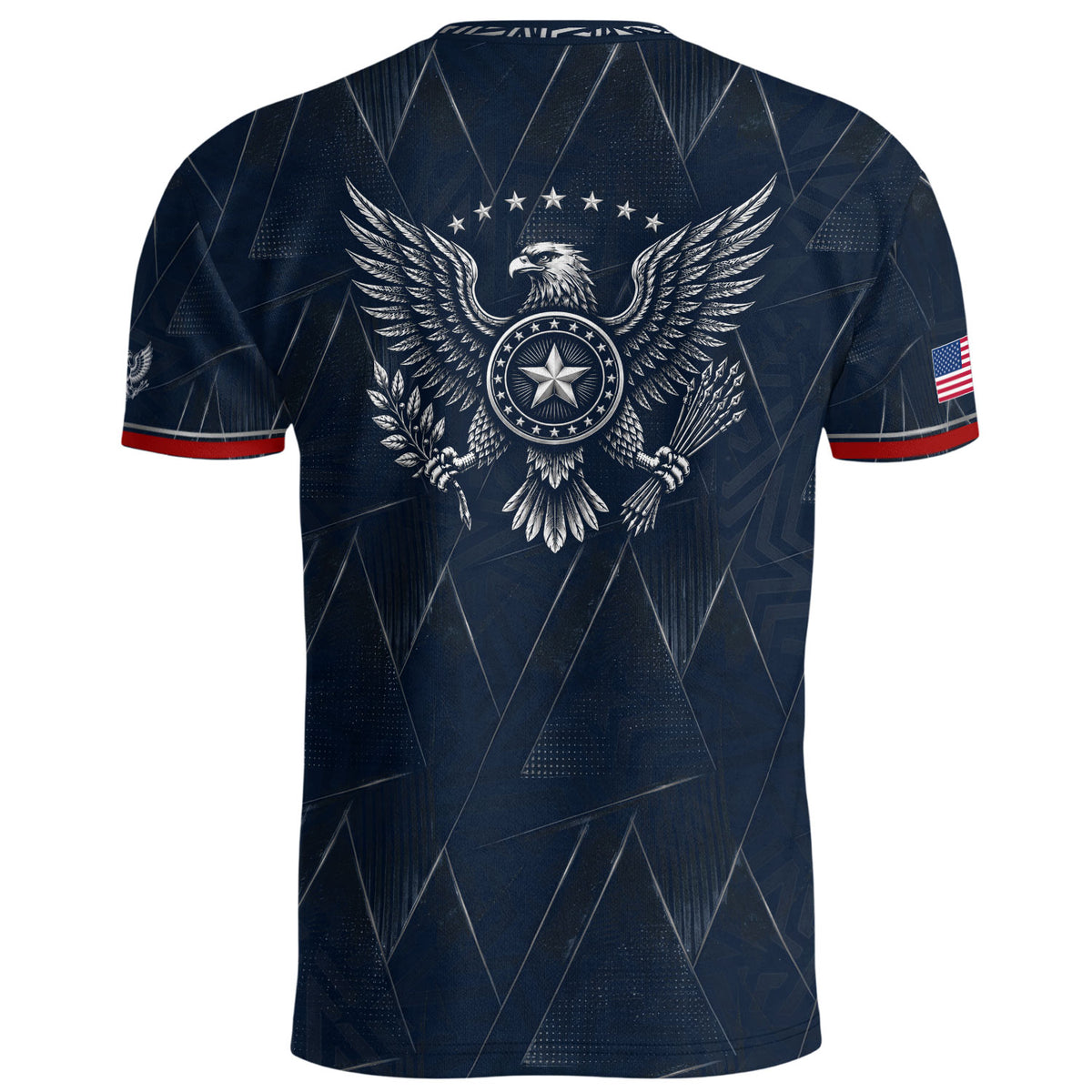 Adult Soccer Jersey Blue Patriotic Design - Bold Eagle Graphic Sport Training Shirt - Rust Field Wear