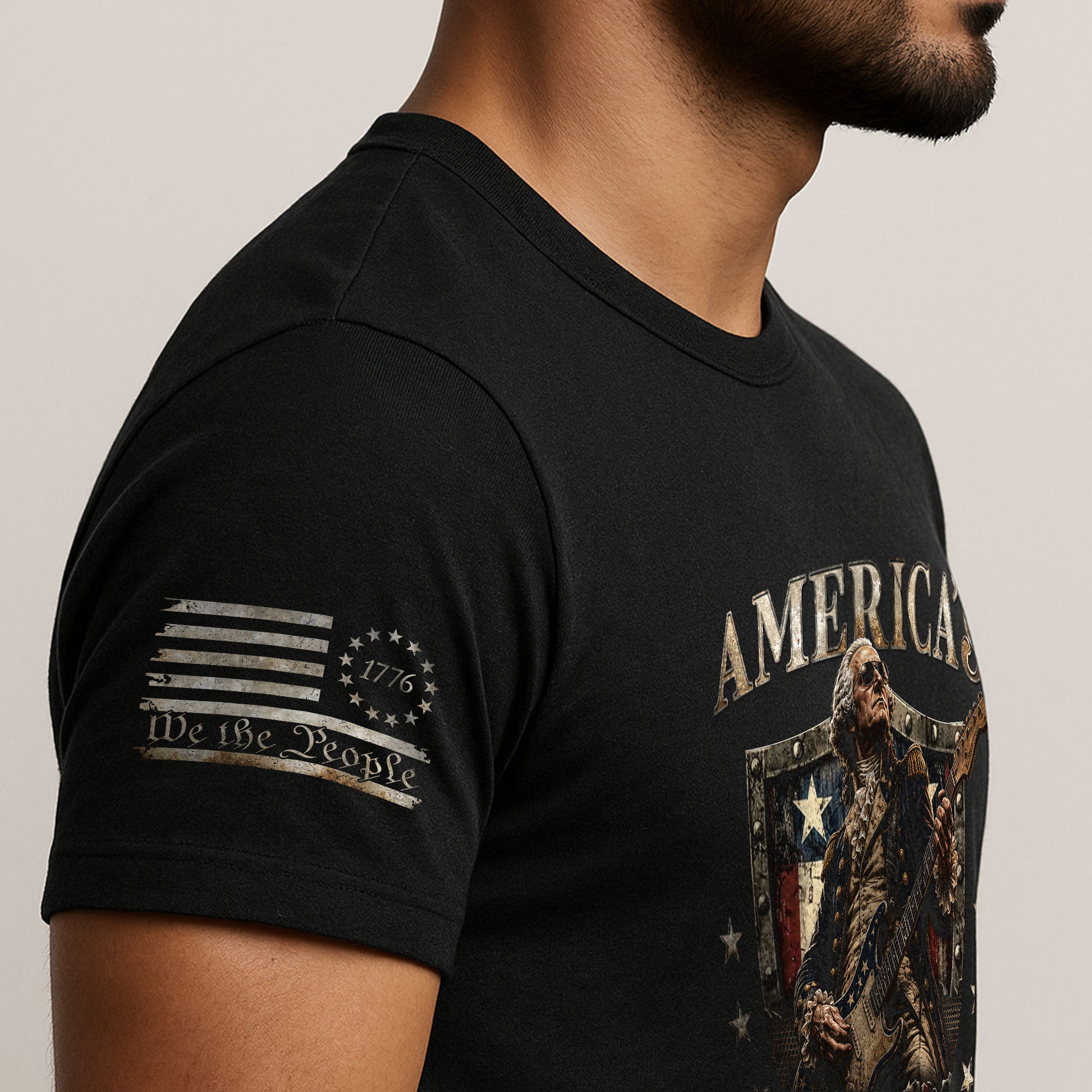 Vintage George Washington Guitar Shirt 1776-2026 Commemorative Graphic Tee Patriotic Style - Rust Field Wear