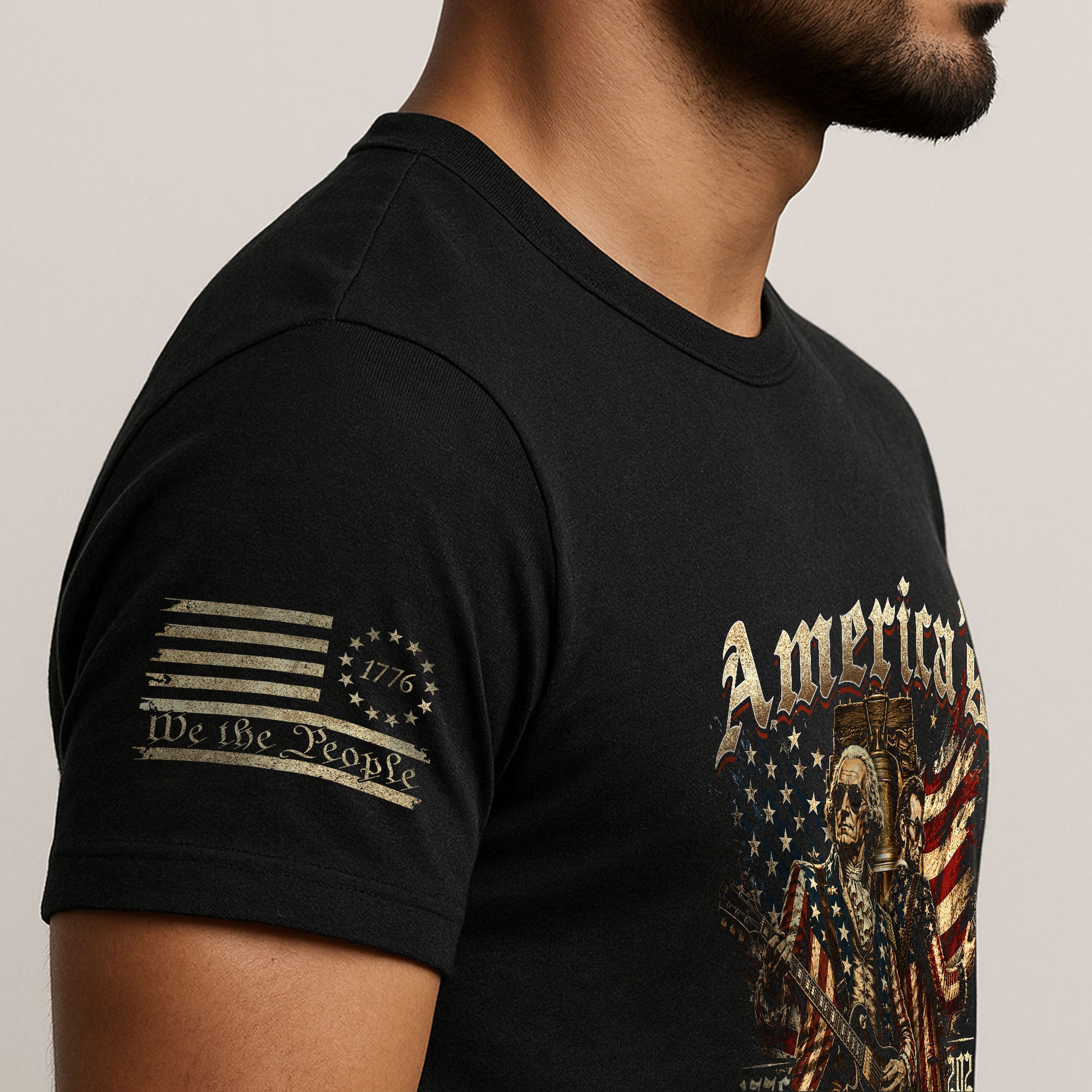 Washington and Lincoln Guitar Shirt 1776-2026 Patriotic Graphic Tee Historical Legacy Apparel - Rust Field Wear