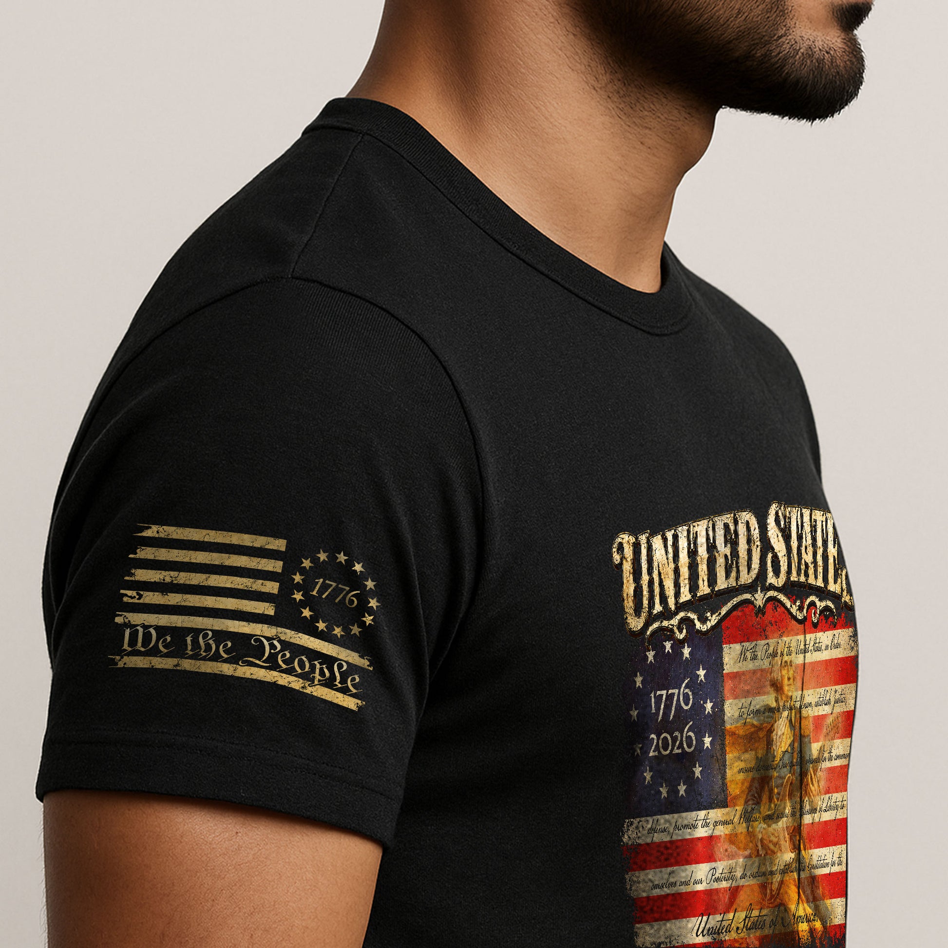 Constitution George Washington Guitar Shirt 1776-2026 Patriotic Graphic Tee Anniversary - Rust Field Wear