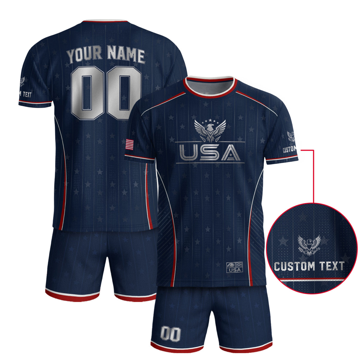 Adult USA Soccer Jersey Personalized American Eagle Patriotic Team Football Shirt - Rust Field Wear