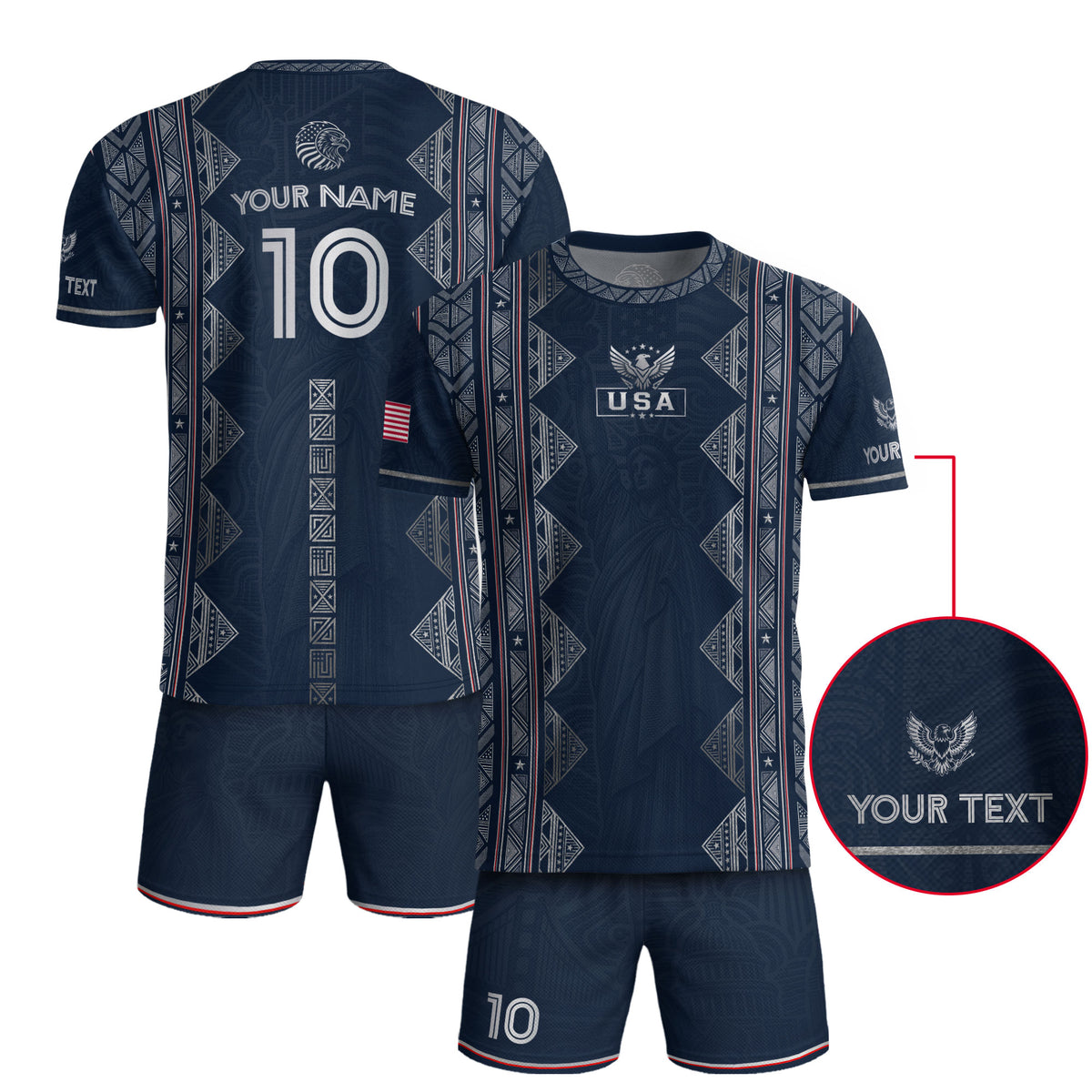 Personalized USA Soccer Jersey Adult Custom Name Number Patriotic Sports Team Uniform - Rust Field Wear