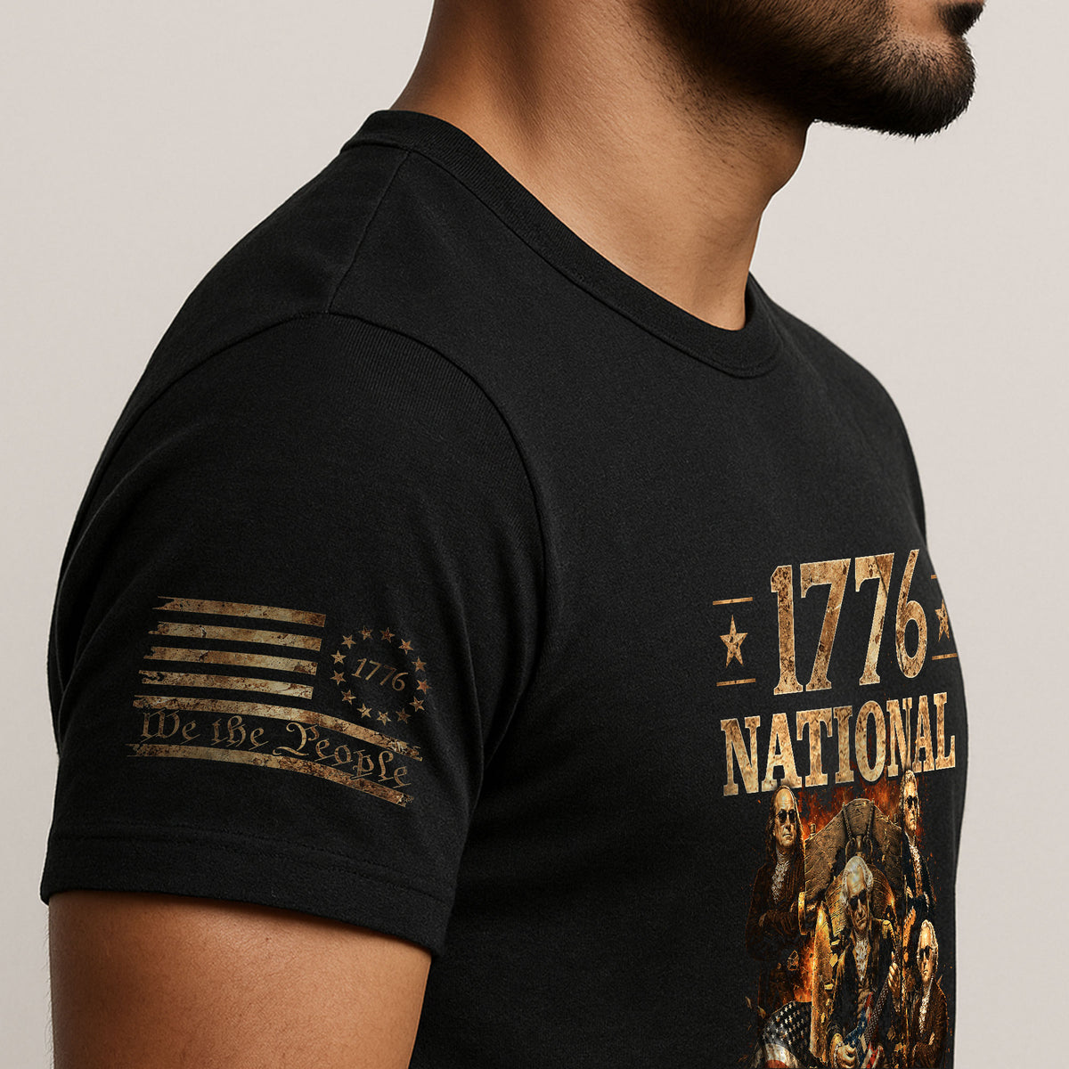 1776 National Champs T-Shirt Rock Liberty Bell US Founding Fathers Patriotic Graphic Tee - Rust Field Wear