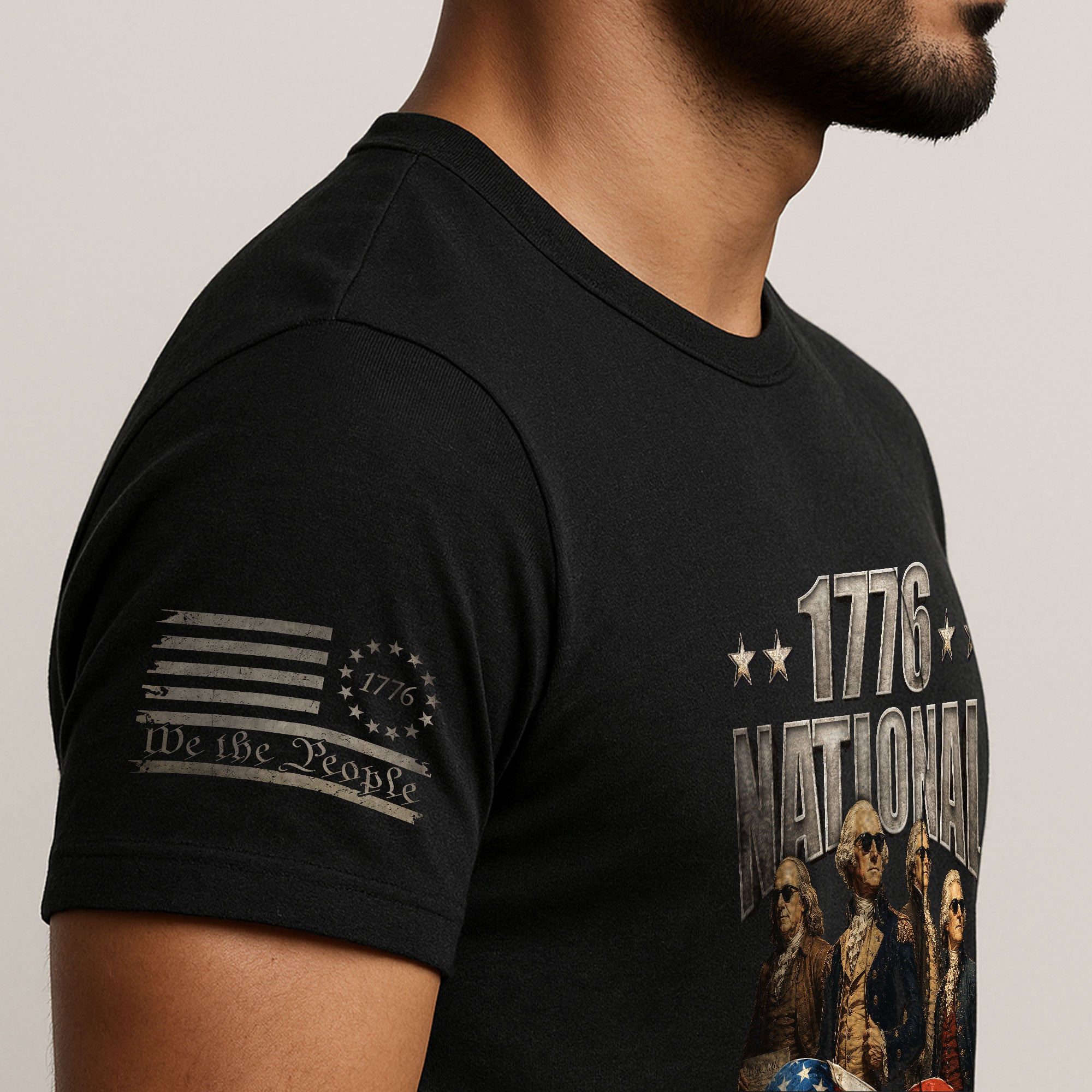 1776 National Champs T-Shirt Waving Flag US Founding Fathers Patriotic 4th of July Tee - Rust Field Wear