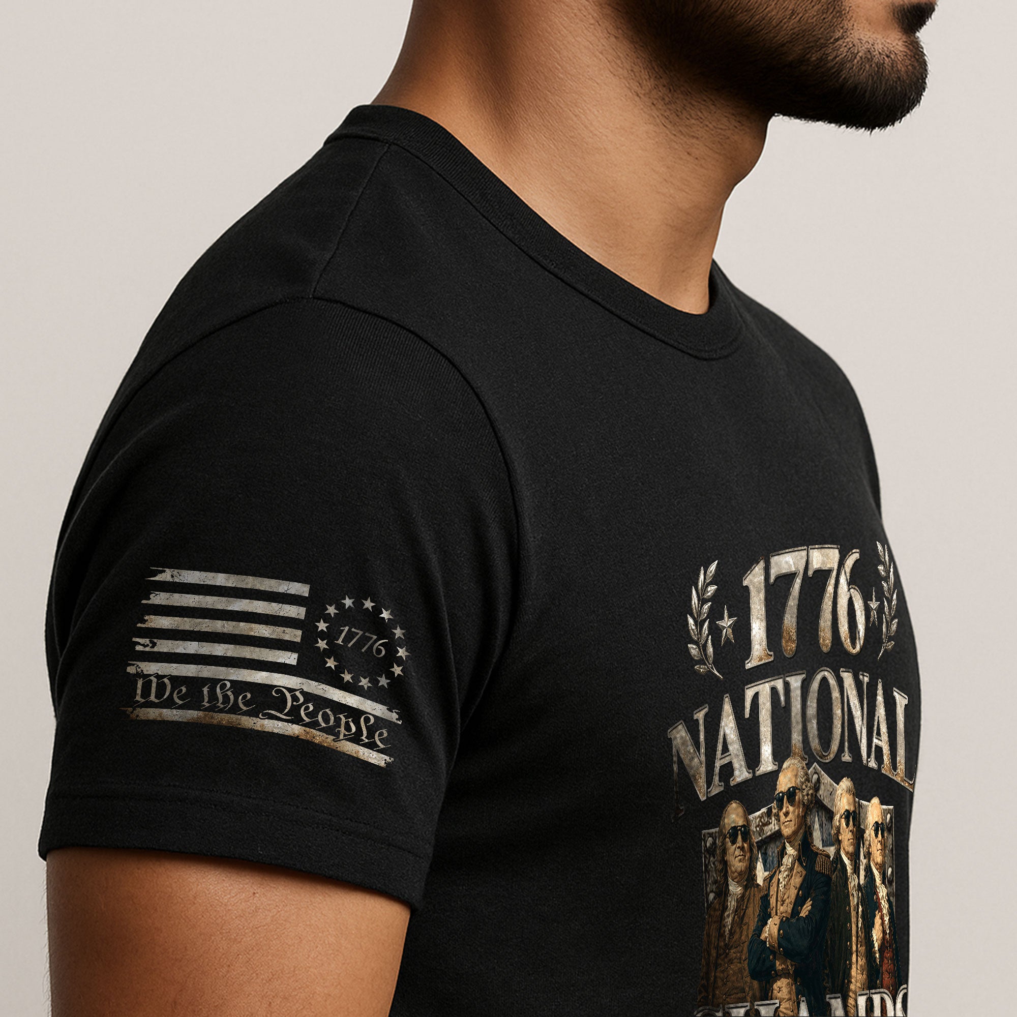 1776 National Champs T-Shirt Shield US Founding Fathers Patriotic 4th of July Graphic Tee - Rust Field Wear