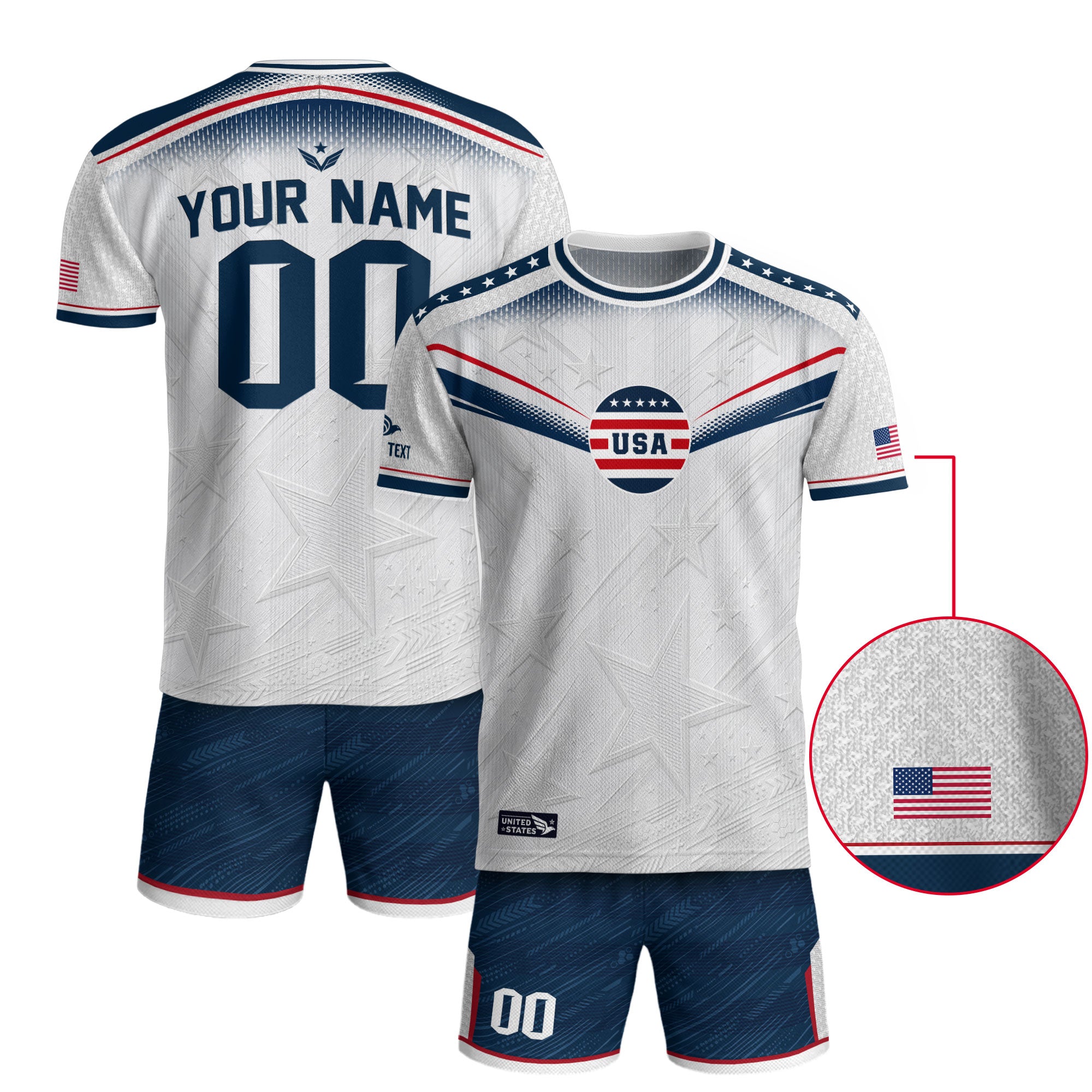Personalized USA White Soccer Jersey - Custom Name & Number Patriotic Sports Gear