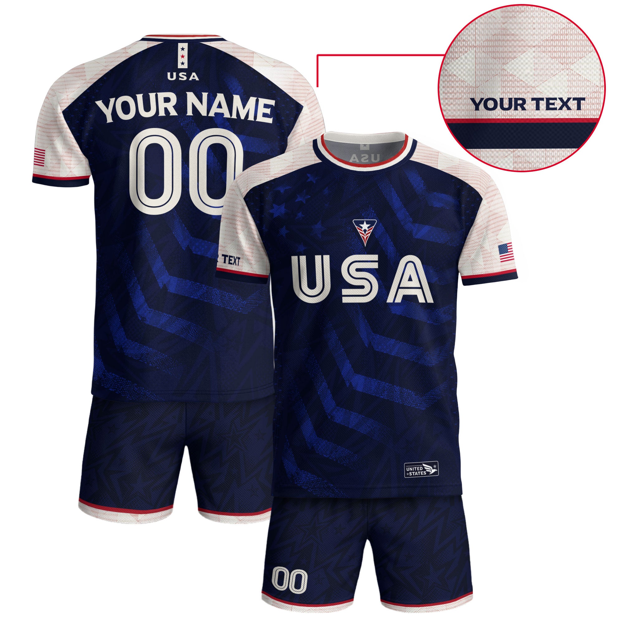 Custom Dark Blue USA Soccer Jersey - Personalized Name & Number American Sports Gear