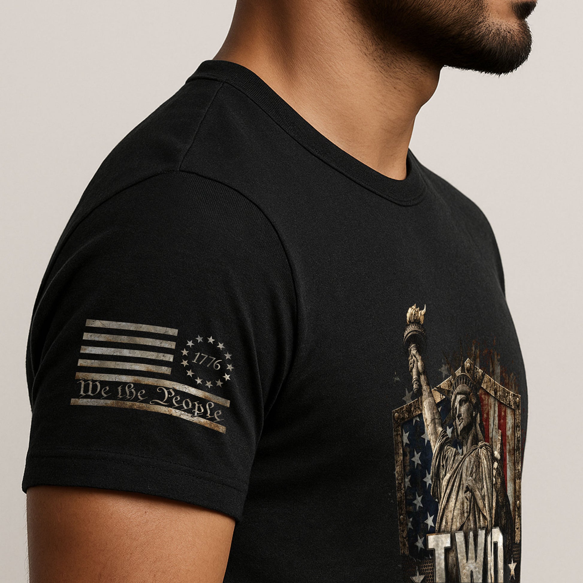 Patriotic Statue of Liberty T-Shirt - Two Fiddy 1776 American Flag Graphic Tee Top - Rust Field Wear