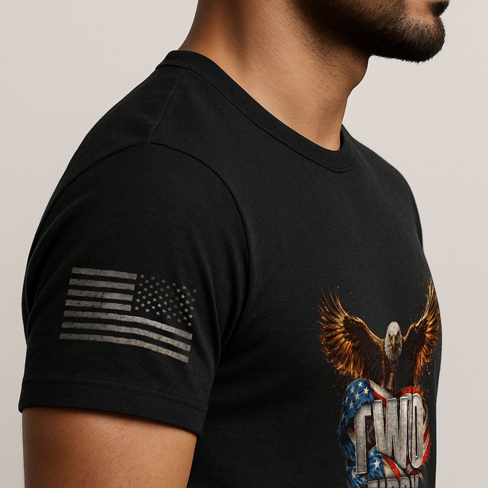 American Pride Graphic T-Shirt - Two Fiddy Eagle Flag Vintage Style Design Cotton Tee - Rust Field Wear