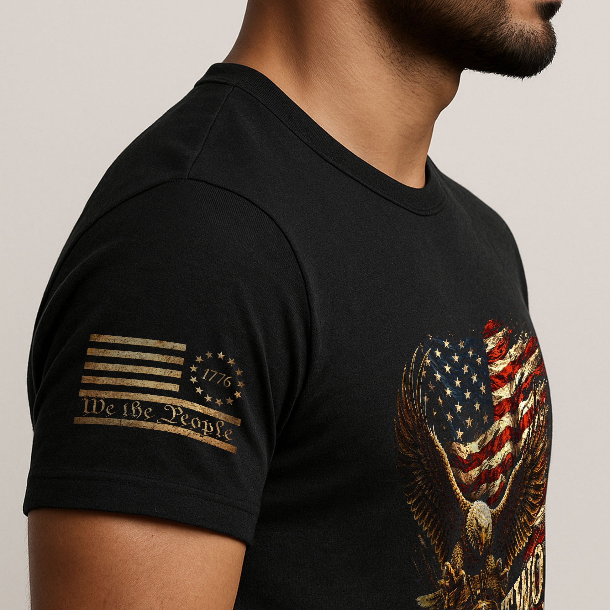 Iconic Patriotic Shirt - Two Fiddy Eagle Liberty Bell American Flag Graphic Design - Rust Field Wear