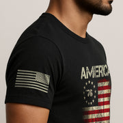 Vintage 1776 American Flag T-Shirt Patriotic Graphic Tee Men Women Casual Shirt - Rust Field Wear
