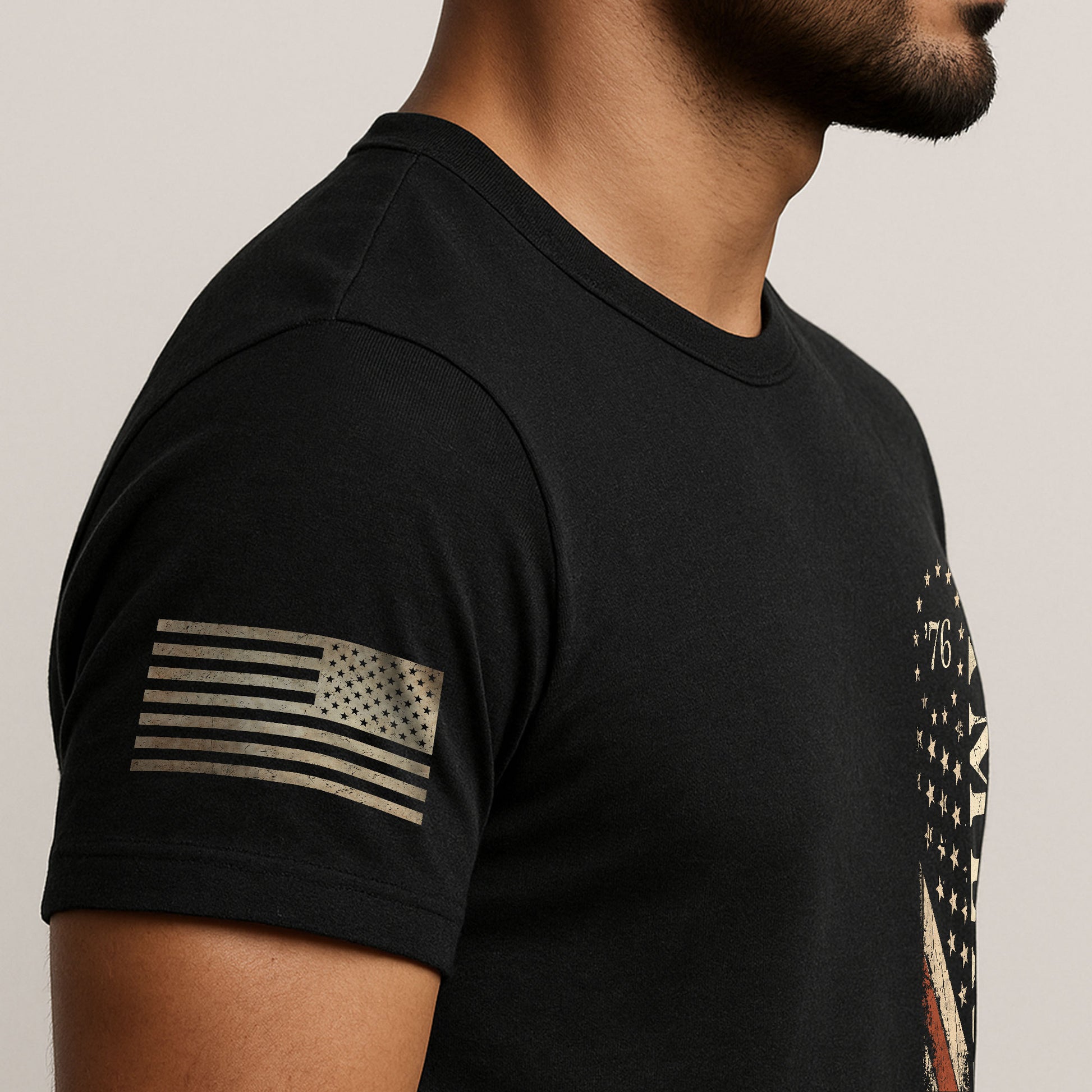 Vertical Flag America 76 T-Shirt Patriotic Vintage Style Graphic Tee Casual Shirt - Rust Field Wear