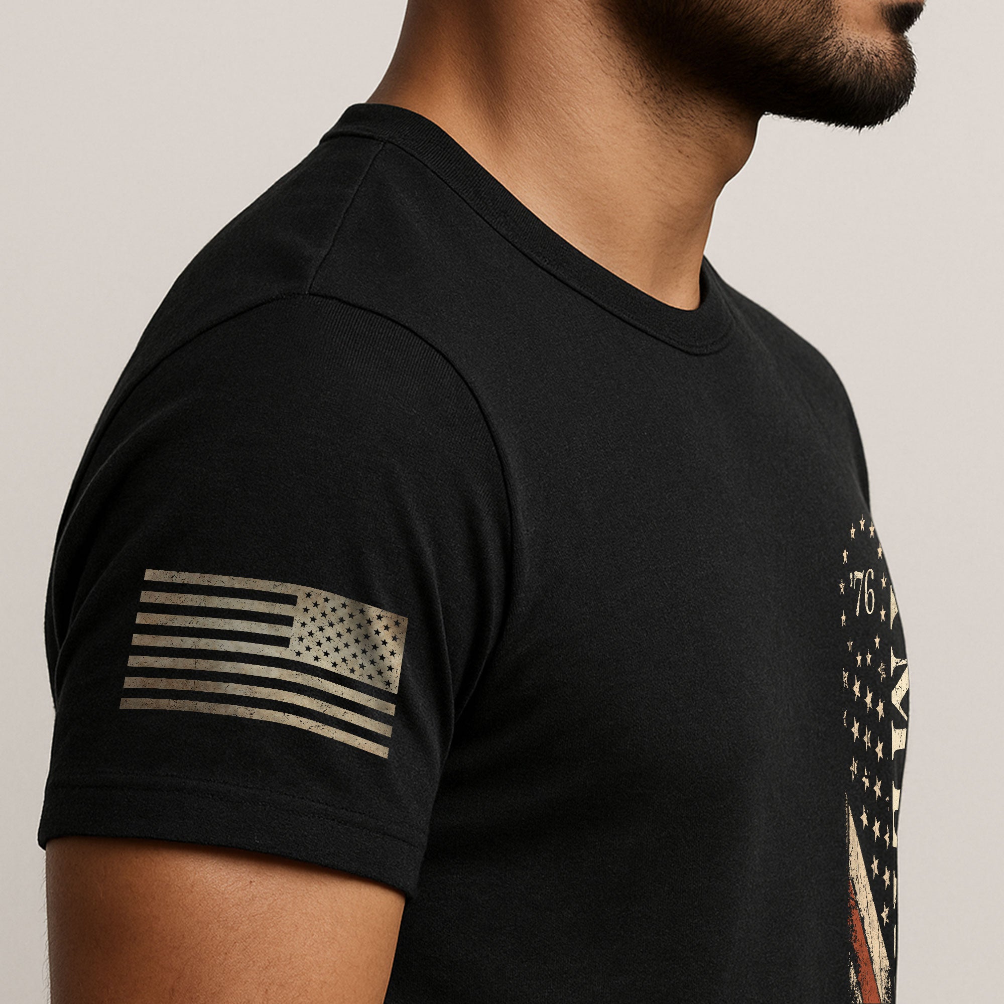 Vertical Flag America 76 T-Shirt Patriotic Vintage Style Graphic Tee Casual Shirt - Rust Field Wear