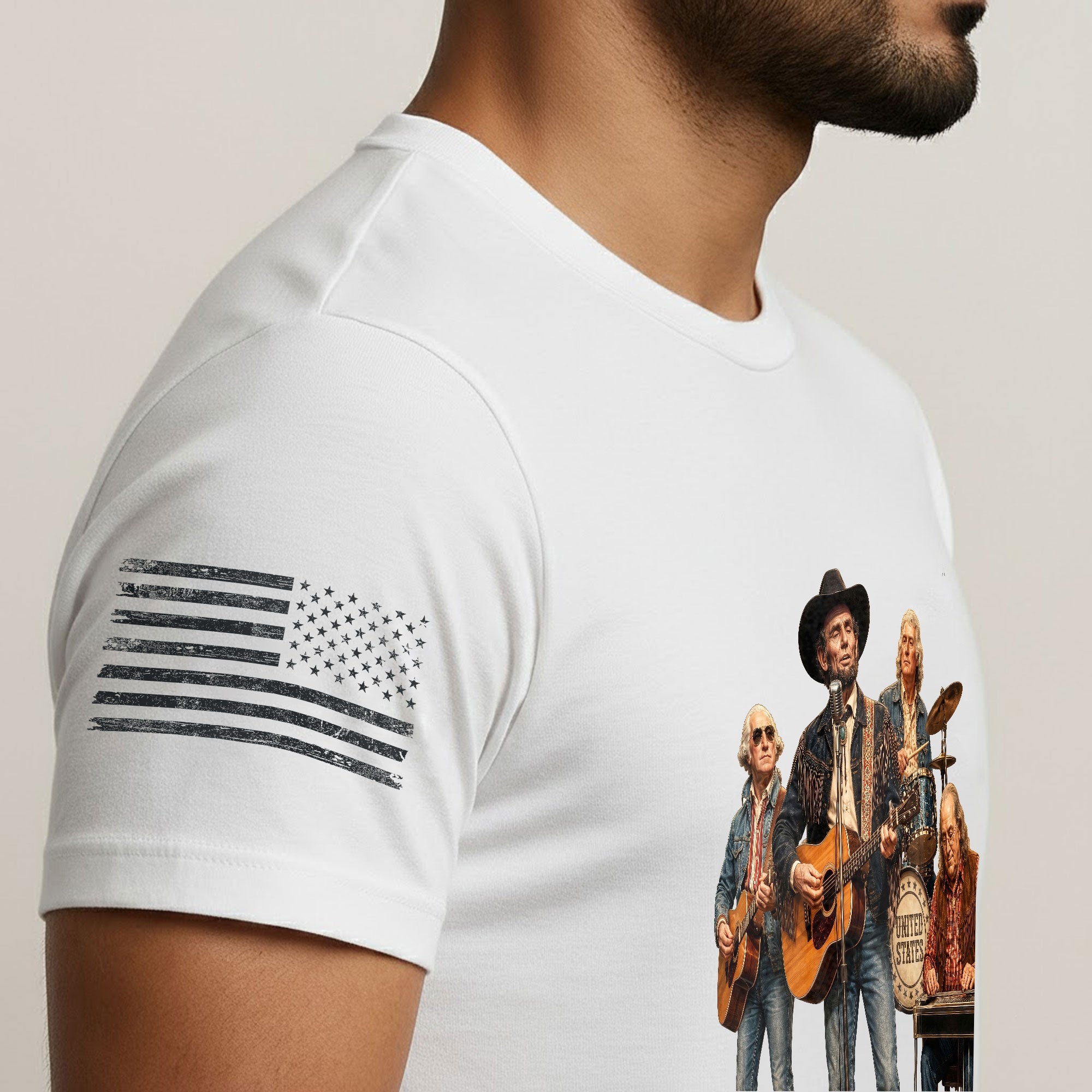 Vintage Patriotic Country Music Apparel - Founding Fathers Band Graphic Design - Rust Field Wear