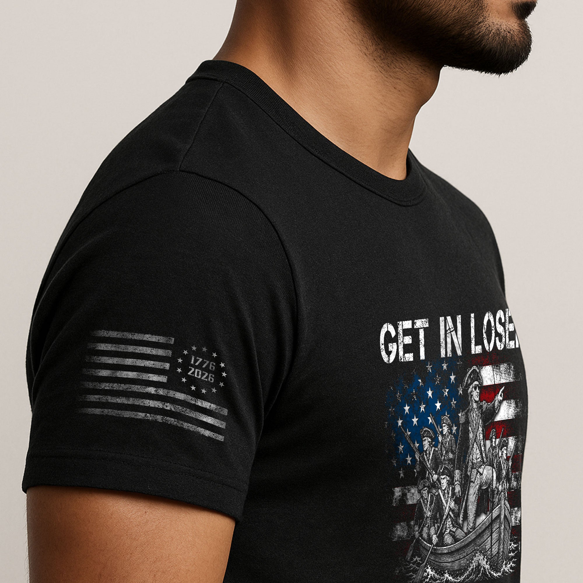 Washington Crossing The Delaware Graphic Tee - Get In Loser Patriotic History Shirt - Rust Field Wear