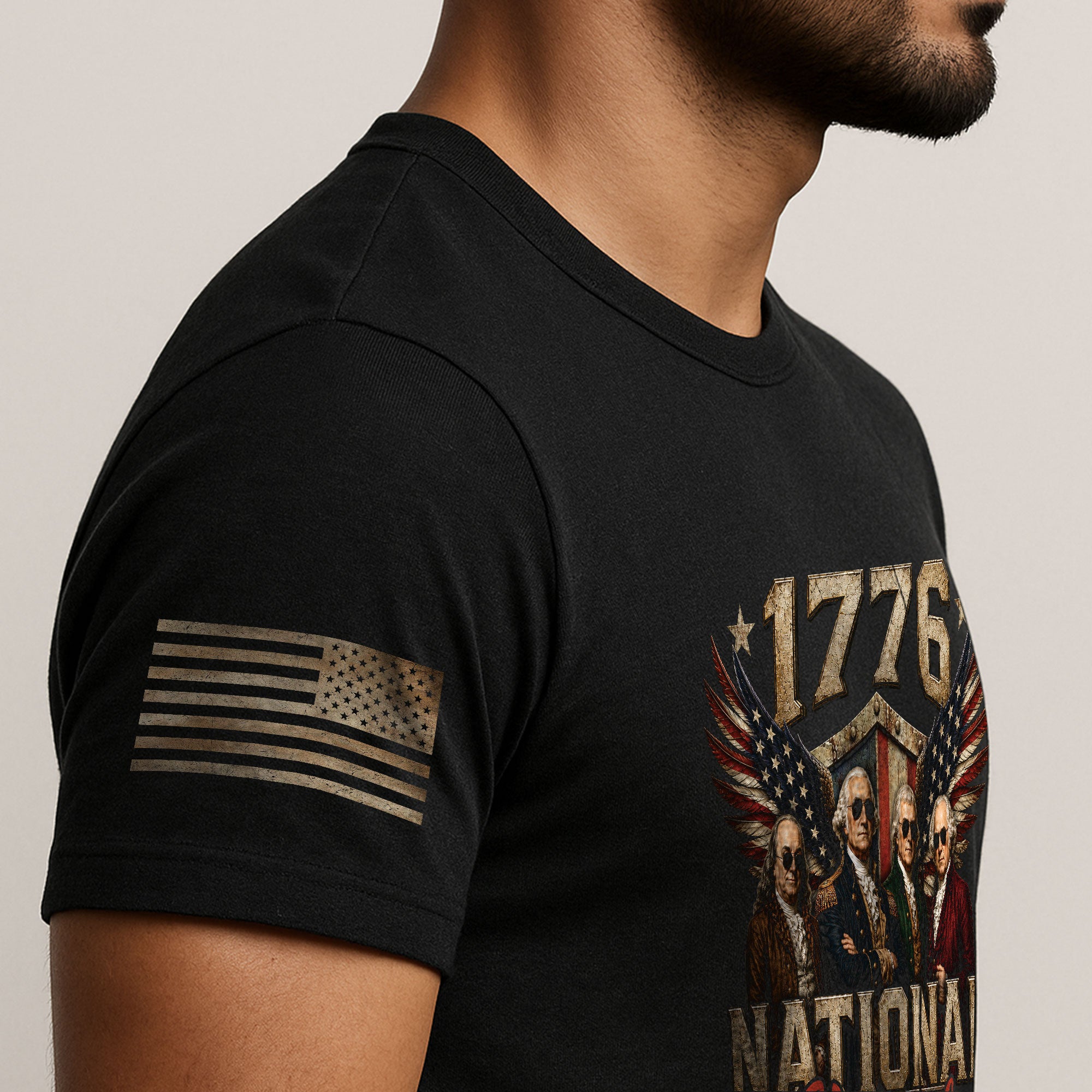 1776 National Champs Founding Fathers Wings Tee Patriotic Graphic Vintage Style Apparel - Rust Field Wear