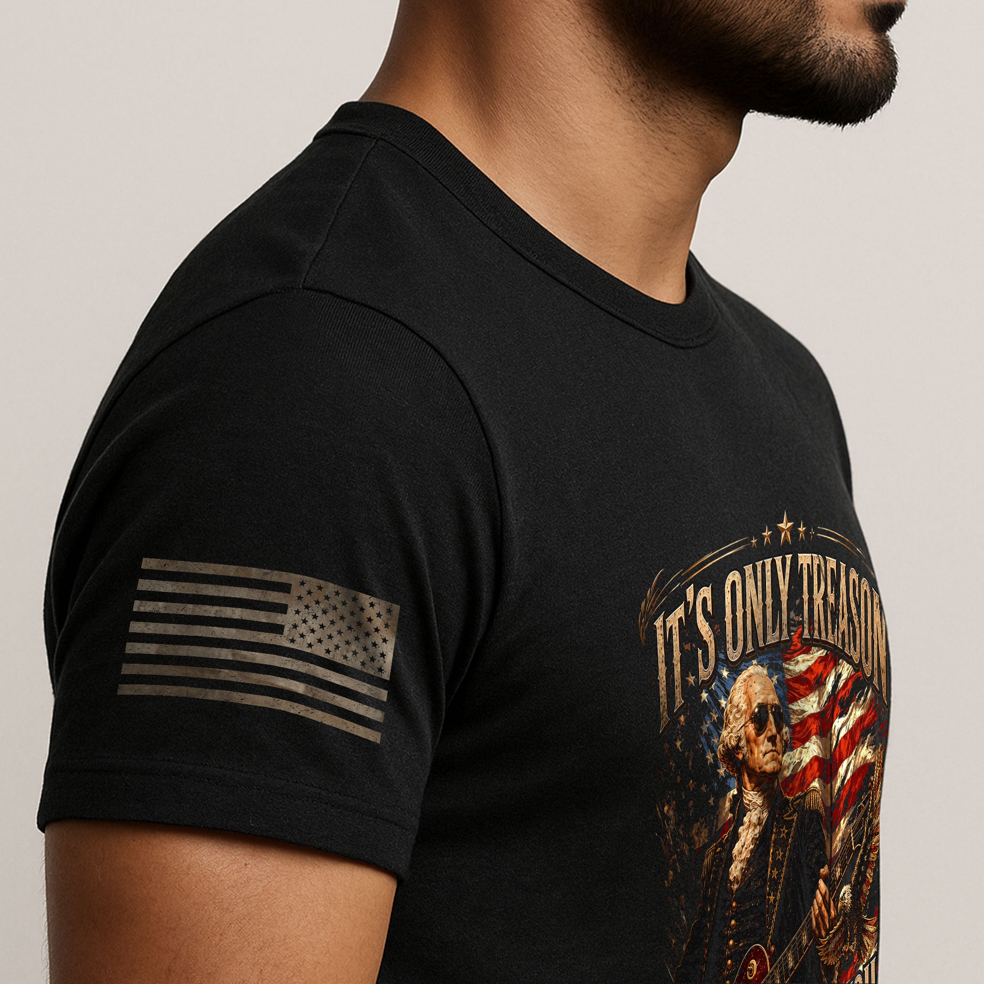 It’s Only Treason If You Lose T-Shirt - Patriotic George Washington Guitar Graphic Tee - Rust Field Wear