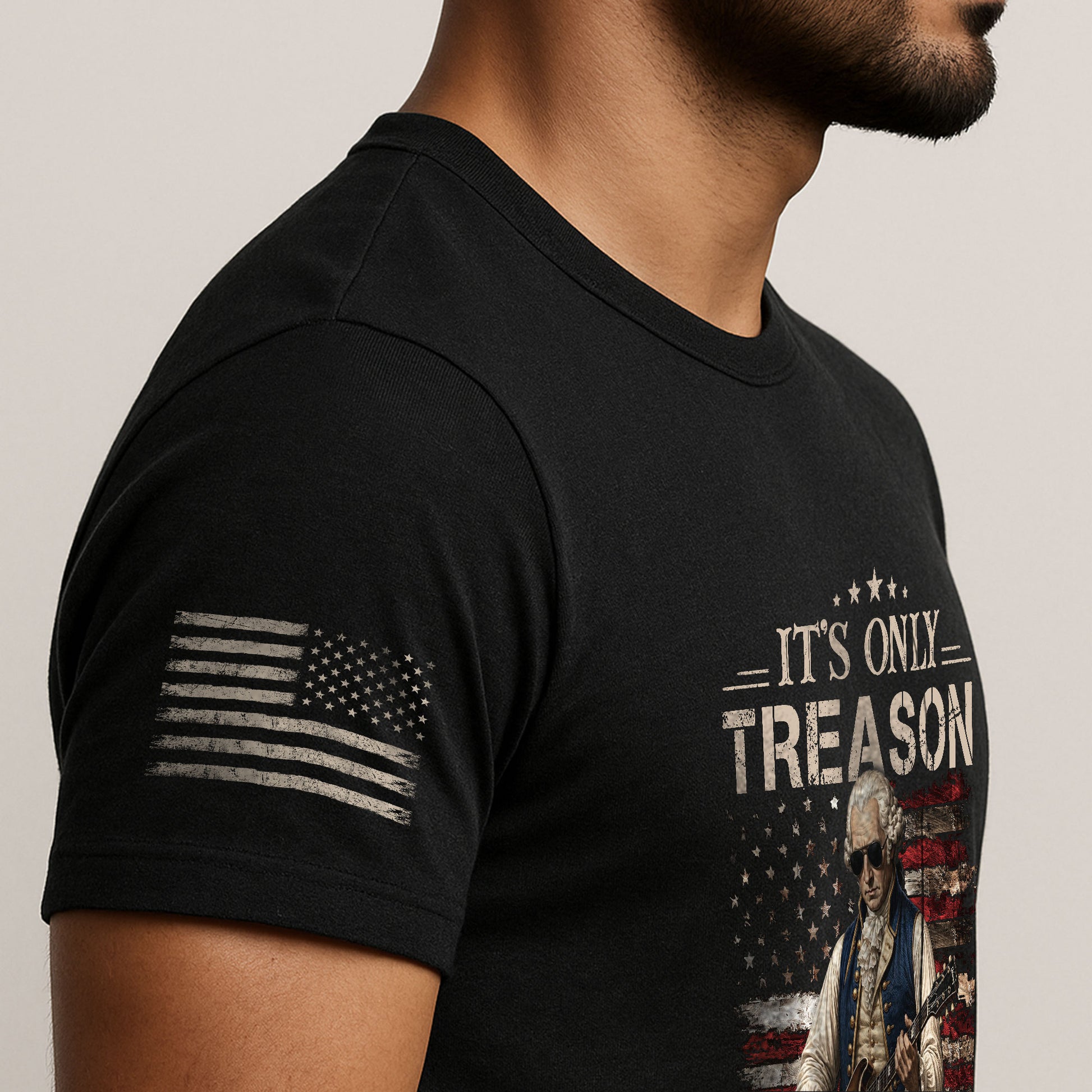 It's Only Treason If You Lose T-Shirt George Washington Guitar Patriotic Flag Tee - Rust Field Wear