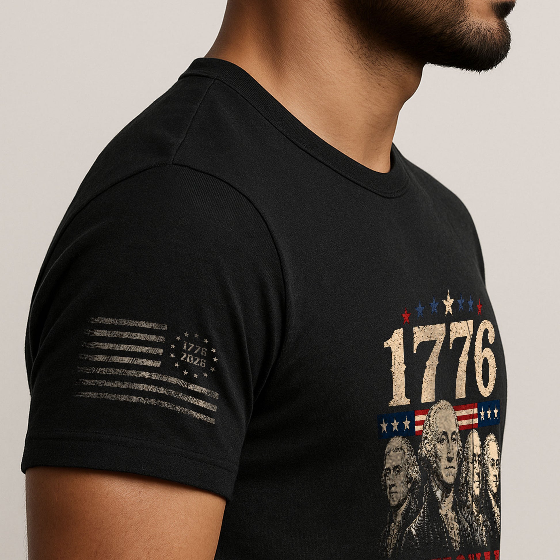 Founding Fathers Graphic Apparel - 1776 National Champs Patriotic Navy T-Shirt - Rust Field Wear