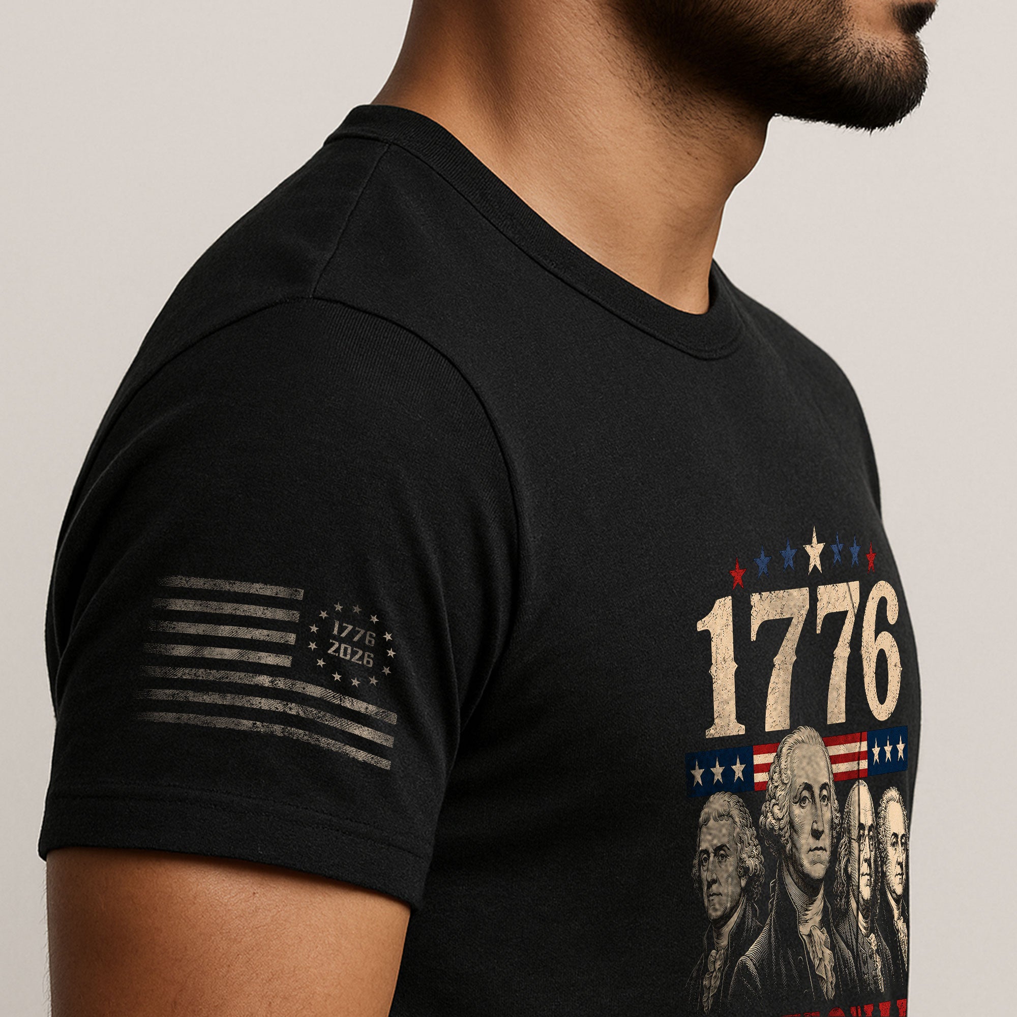 Founding Fathers Graphic Apparel - 1776 National Champs Patriotic Navy T-Shirt - Rust Field Wear
